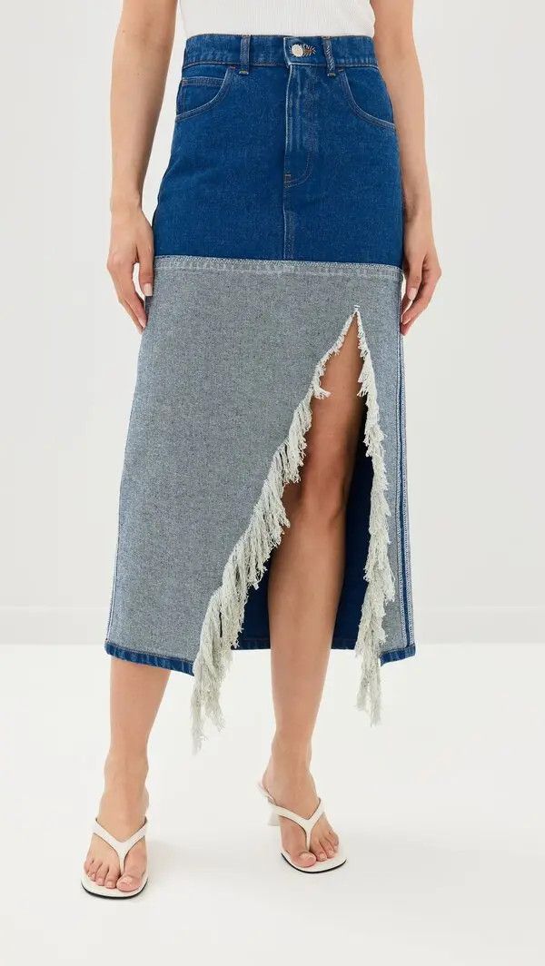 Marni o1w1db11125 Bleached Coated Denim Skirt in Blue Size 26" / US 2 / IT 38 - 2 Thumbnail