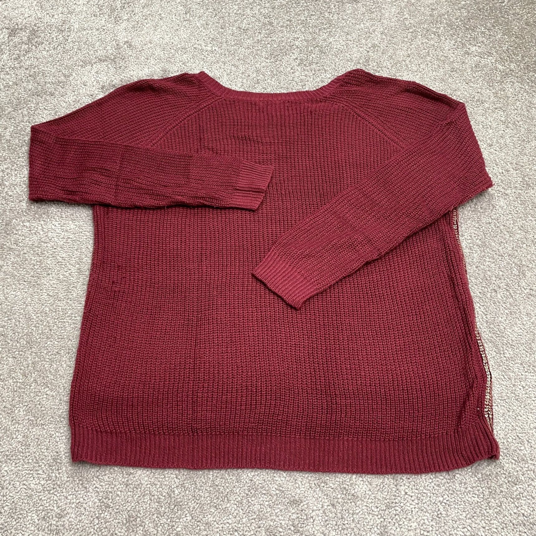 Cotton On Cotton On Pullover Sweater Womens L Red Knit Acrylic Casual Metallic Logo Raglan Sleeve Crew Neck All Seasons Size L / US 10 / IT 46 - 2 Thumbnail