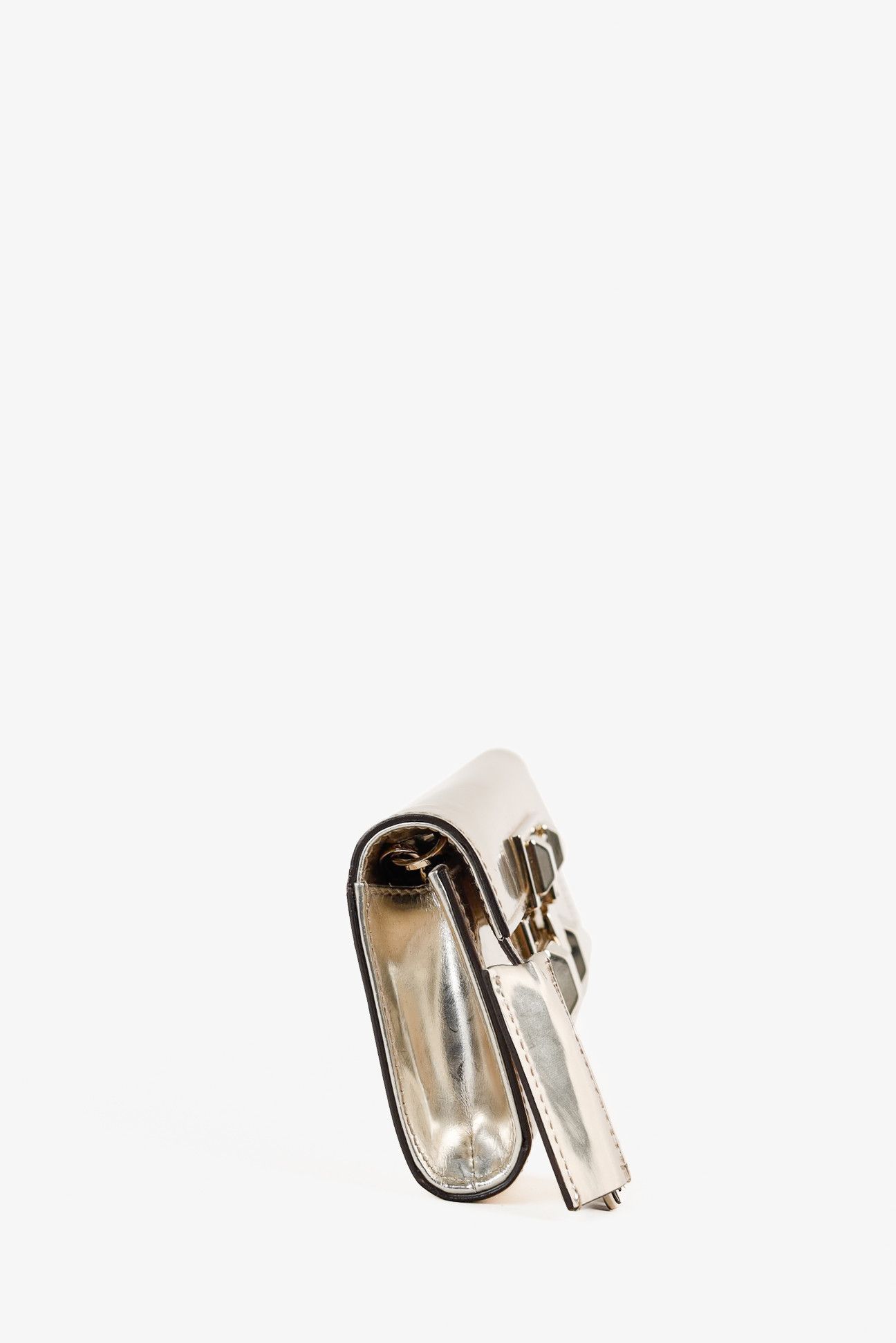Gucci Gucci Vintage Silver Mirror Metallic Padlock Clutch Size ONE SIZE - 2 Thumbnail