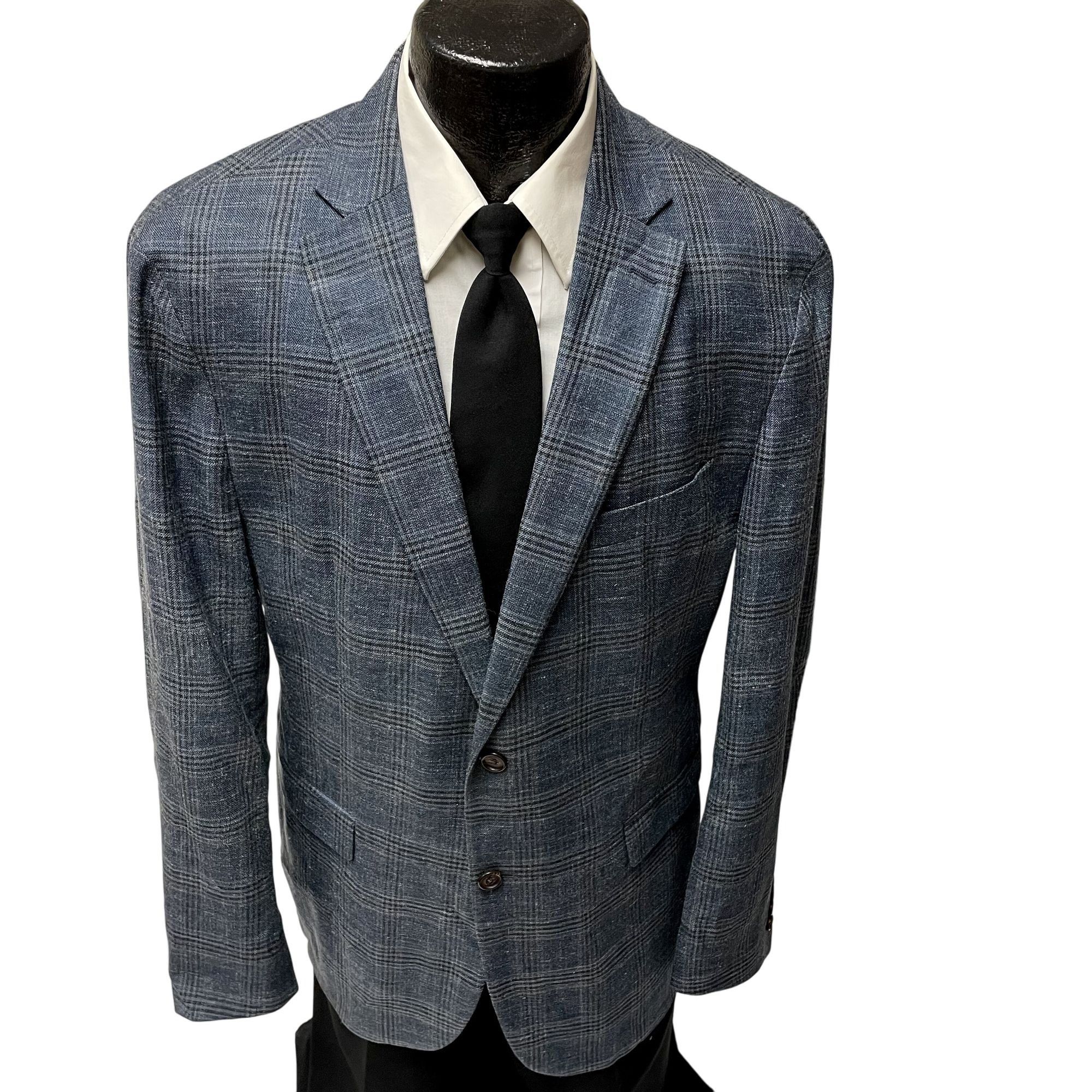 Ralph Lauren Vtg Ralph Lauren Sport Coat PLAID CHECK Silk Linen Jacket Size 42R - 1 Thumbnail