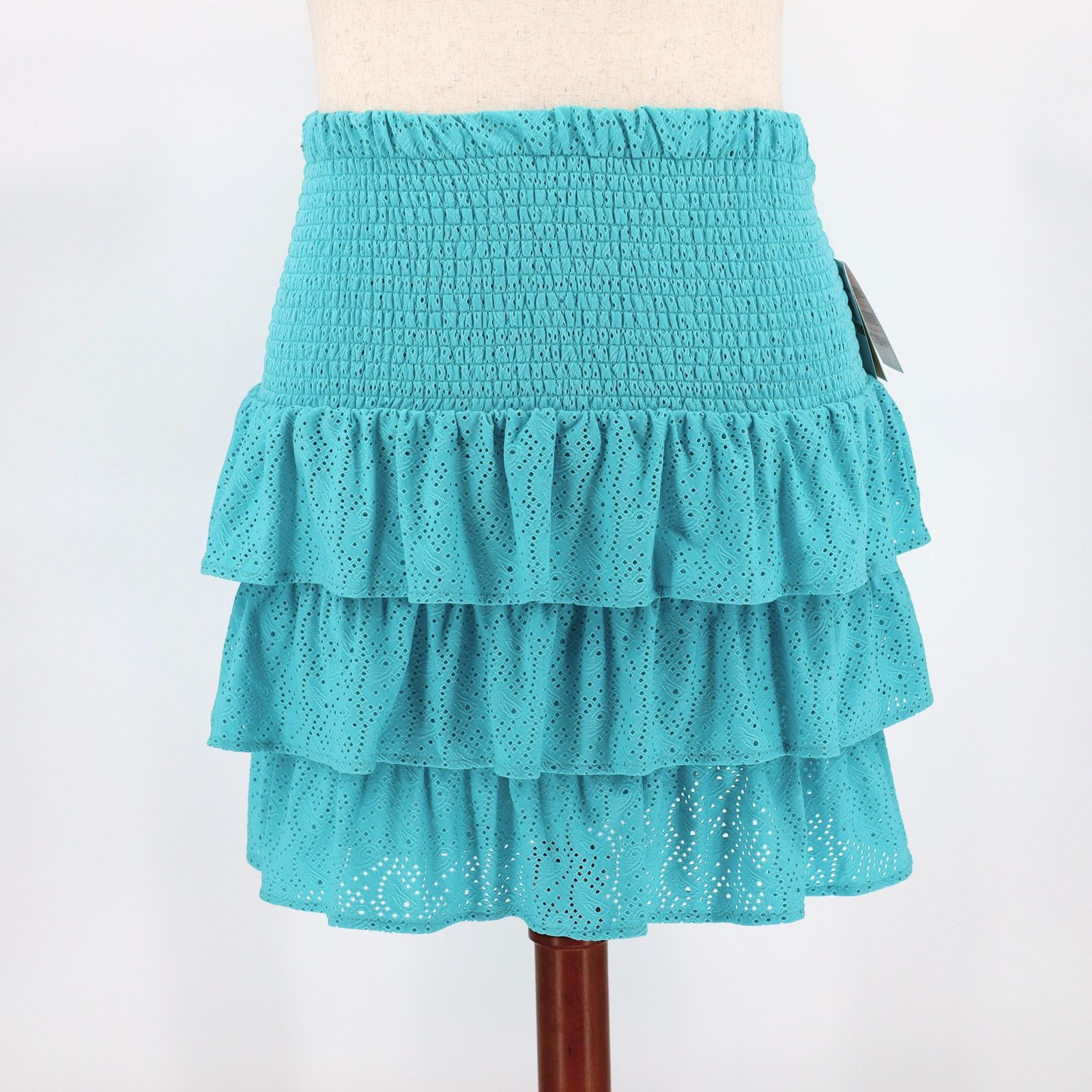 Michael Kors Michael Kors Women Turquoise Eyelet Tiered Ruffled Skirt M Size 30" / US 8 / IT 44 - 1 Thumbnail