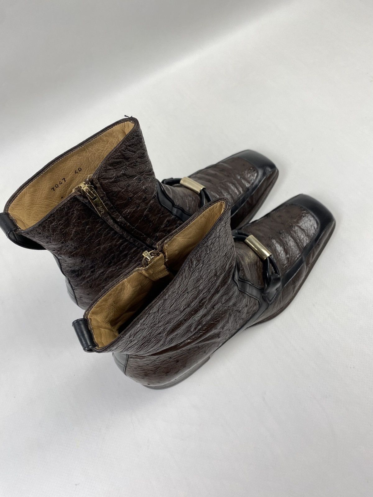 Yves Saint Laurent Archive Yves Saint Laurent Ostrich Skin Heavy Boots Size US 8 / EU 41 - 9 Thumbnail