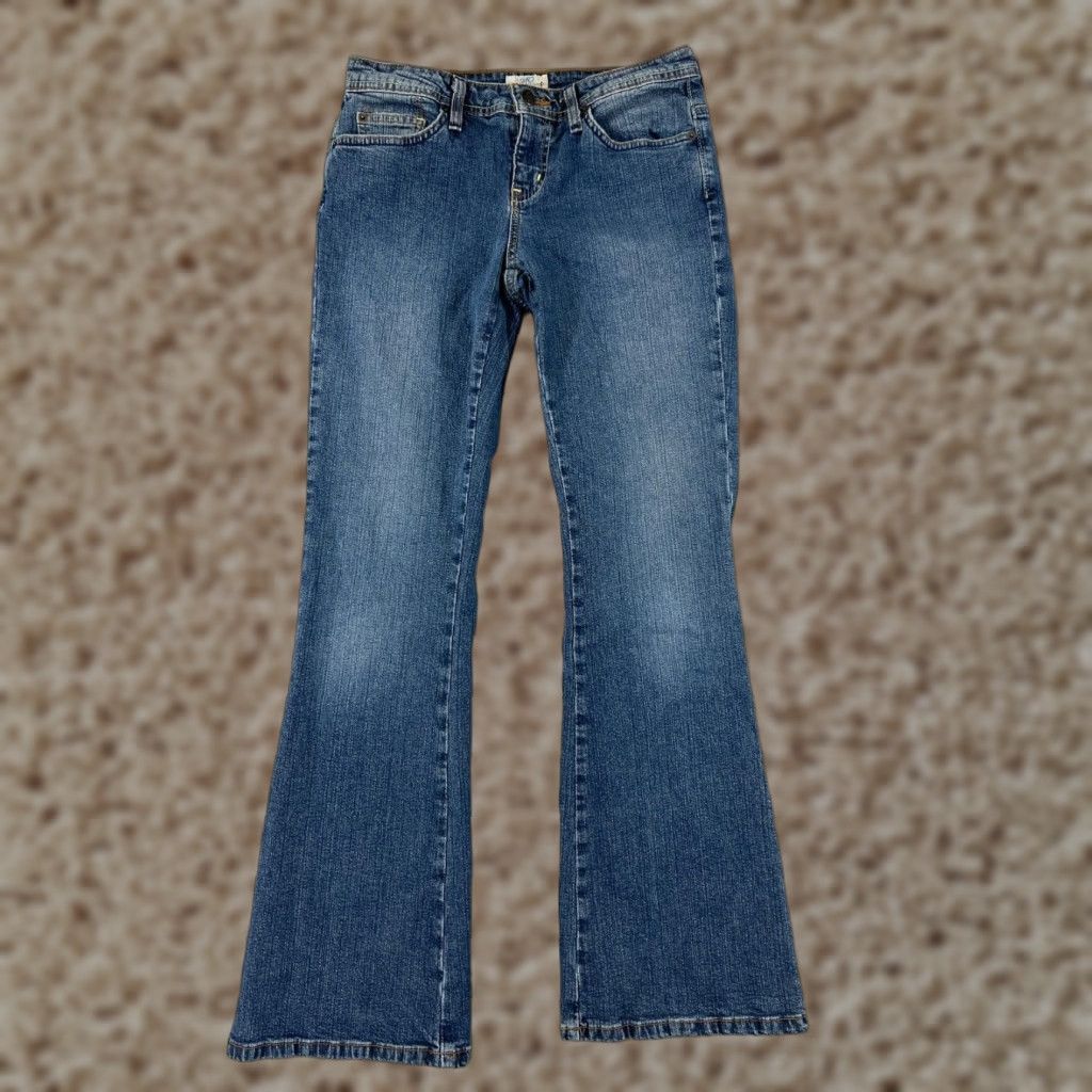 Denime SO Brand Women's Jeans Pants - Flared Low Rise Blue Denim Cotton - 7 Regular Fit Size 28" / US 6 / IT 42 - 1 Thumbnail