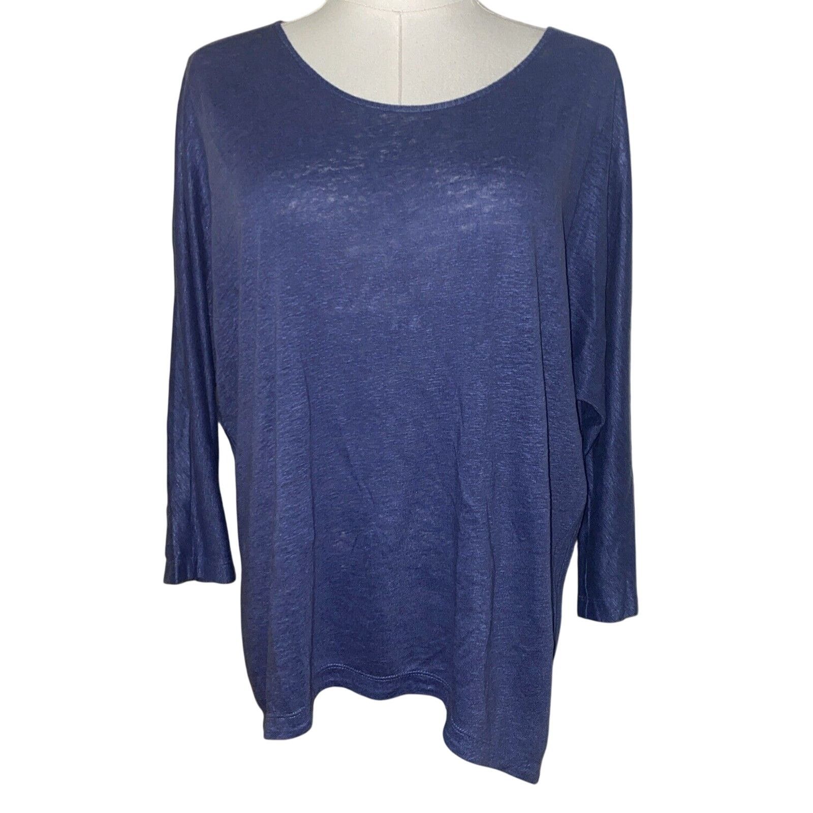 Eileen Fisher EILEEN FISHER Top Size XS Blue Womens 3/4 Sleeve Oversized Size XS / US 0-2 / IT 36-38 - 1 Thumbnail
