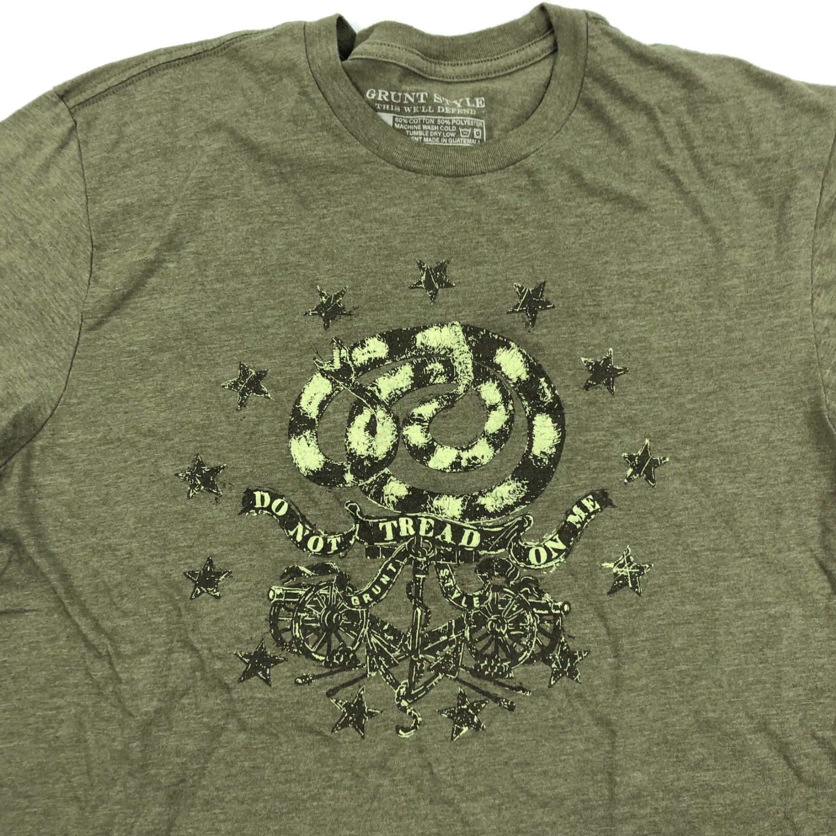 Olive Grunt Style Do Not Tread On Me Gadsden Flag T-Shirt Men's L Olive Green Size US L / EU 52-54 / 3 - 2 Thumbnail
