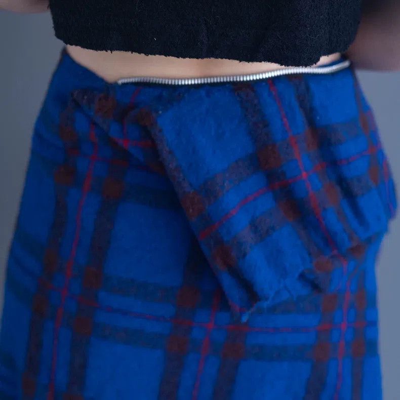Comme des Garcons Comme Des Garcons size S Blue Plaid Asymmetric Skirt Size 23" - 6 Thumbnail