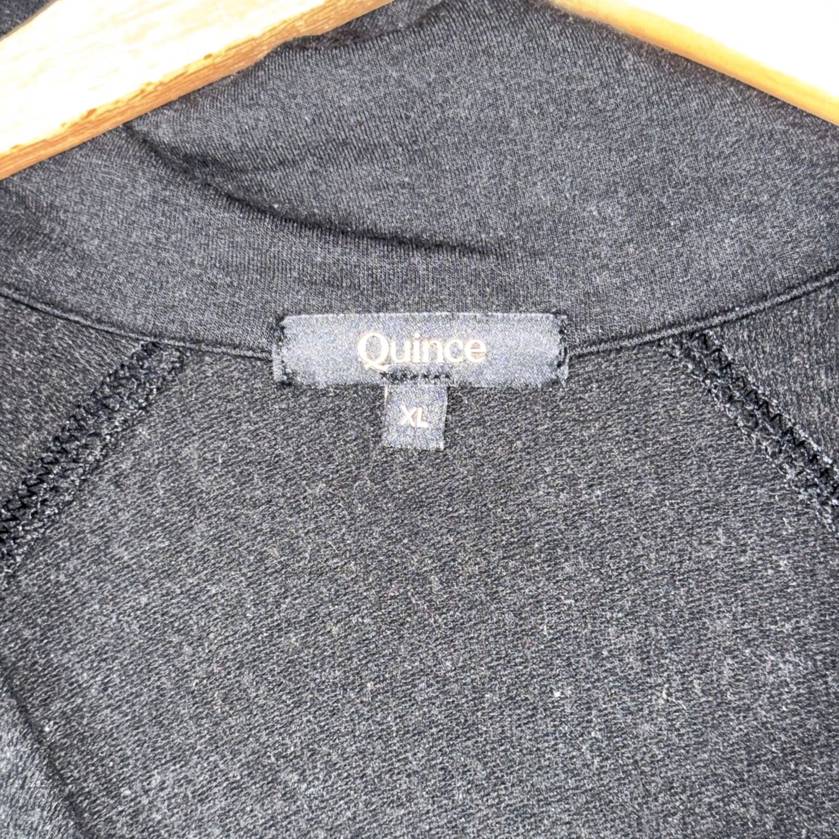 Quince Quince Sweatshirt Womens XL Black 1/4 Zip Mock Neck Raglan Stretch Pullover Size XL / US 12-14 / IT 48-50 - 5 Thumbnail