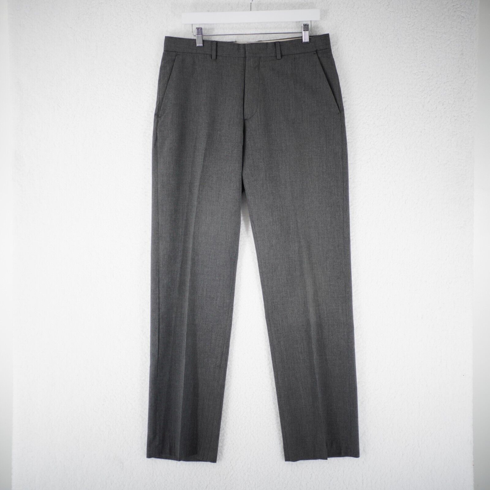Banana Republic Banana Republic Gray Birdseye Polyester Flat Front Mid Rise Size 34R - 1 Thumbnail