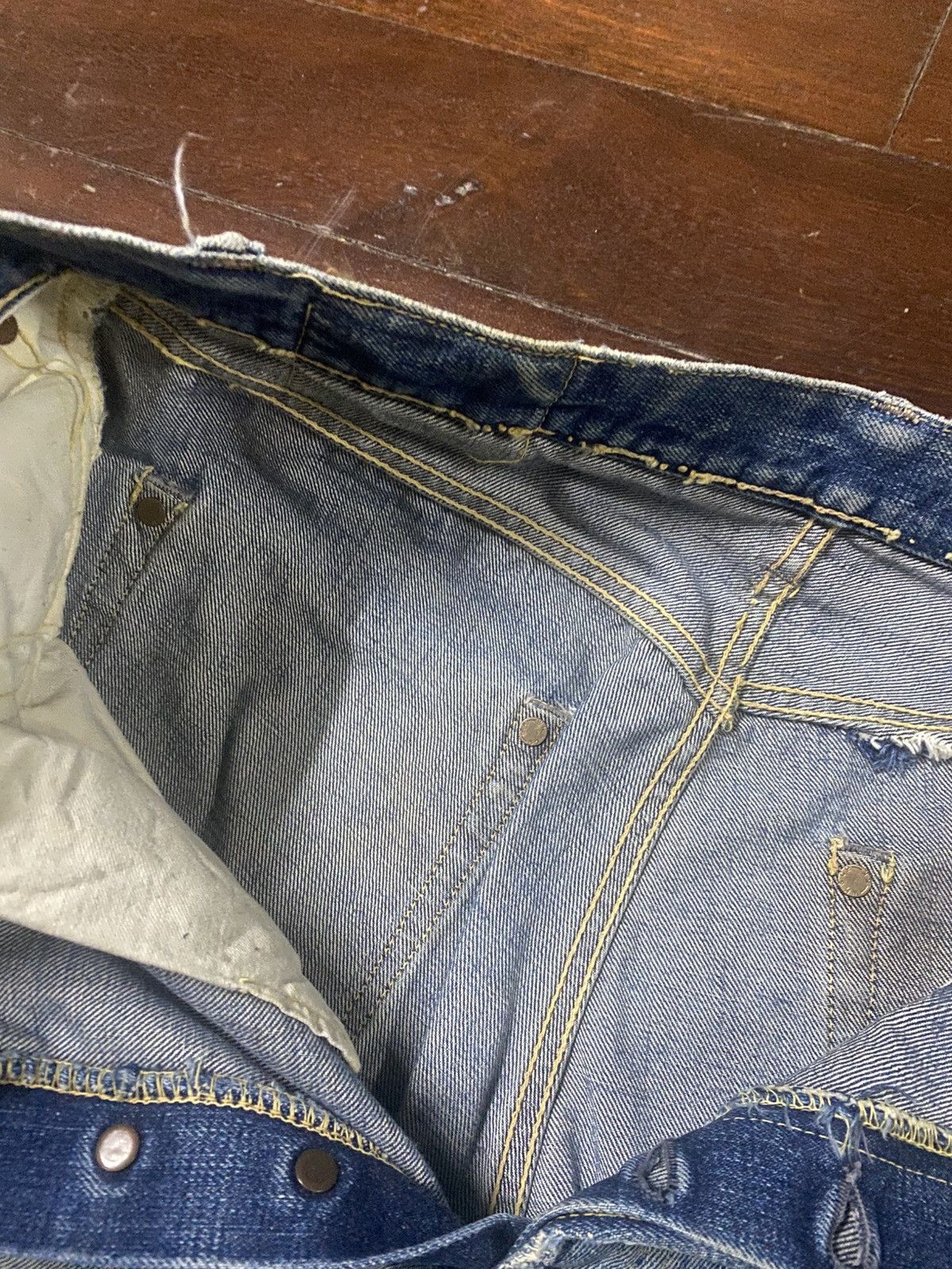 Warehouse Vintage 90s Warehouse patch leather Selvedge distressed Size US 32 / EU 48 - 20 Thumbnail
