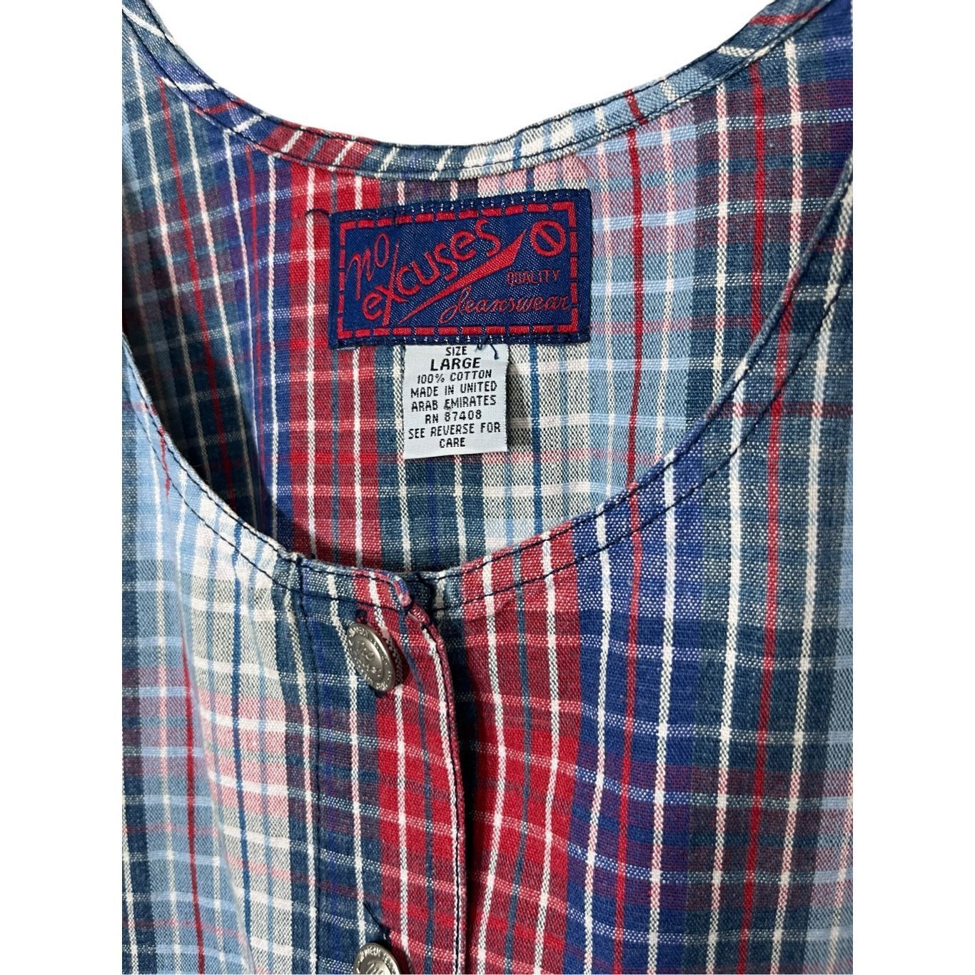 Other Vintage No Excuses 90s Y2K Jumper Dress Size L Red Blue Plai Size L / US 10 / IT 46 - 4 Thumbnail