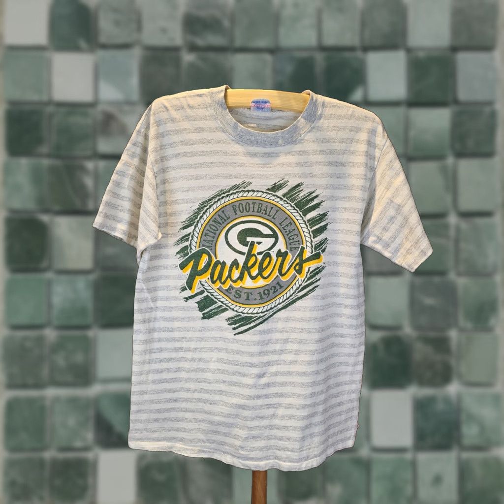 NFL VINTAGE GREEN BAY PACKERS NFL SINGLE STITCH STRIPED COTTON T-SHIRT SZ LARGE Size US L / EU 52-54 / 3 - 1 Thumbnail