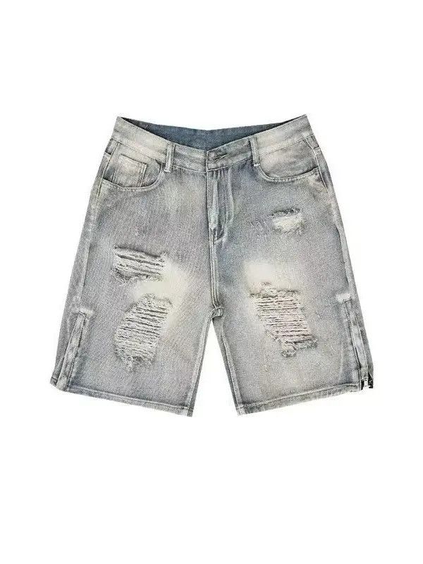 Japanese Brand × Jean Retro loose straight hole ripped denim shorts Size US 32 / EU 48 - 4 Thumbnail