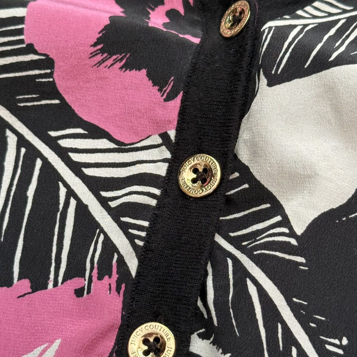 Juicy Couture 📌 Crazy Juicy Couture Black Long Sleeve Flowers Cardigan Size XS / US 0-2 / IT 36-38 - 5 Thumbnail