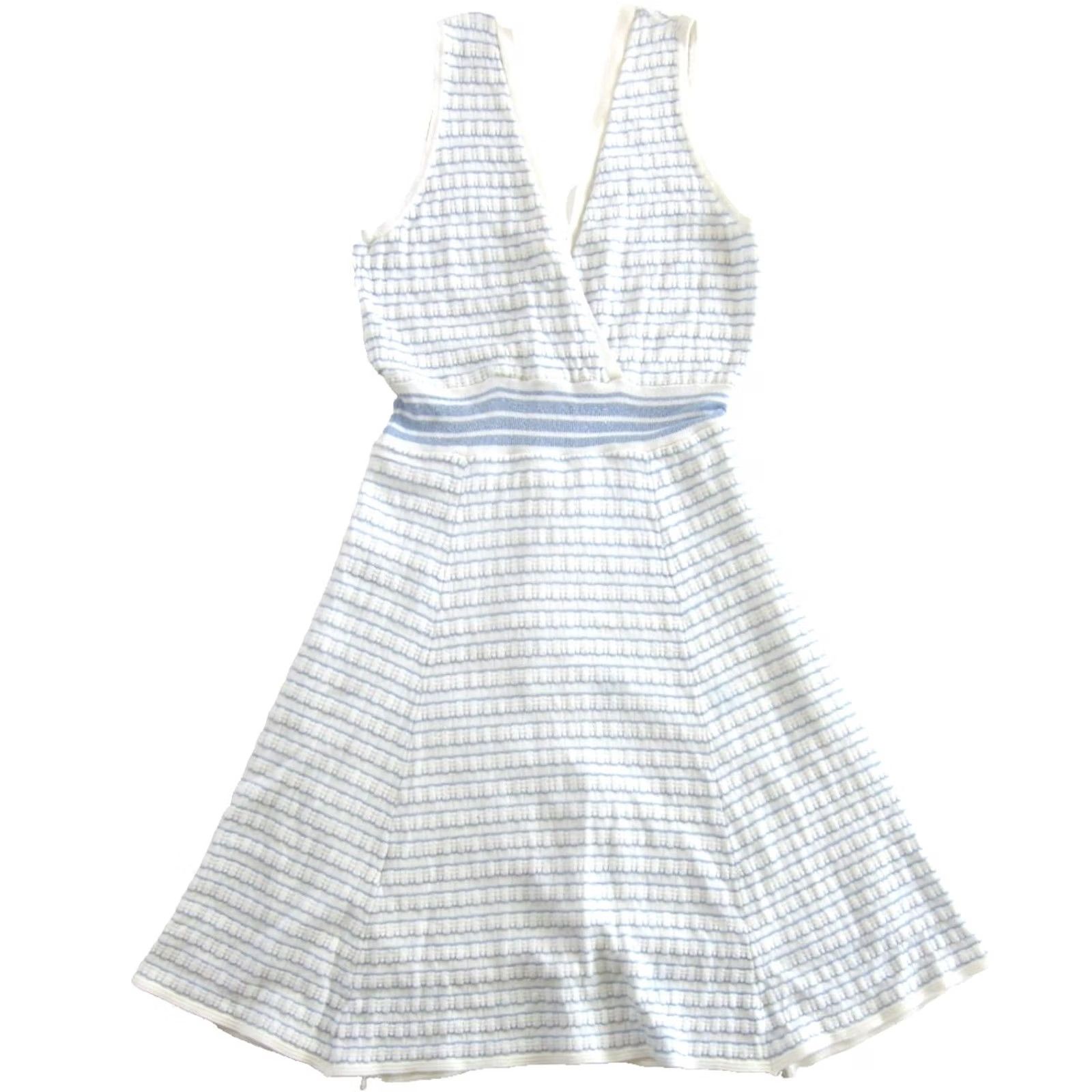 Vintage Lili Sidonio Blue White Sparkle Striped Sleeveless Stretch Knitted Tank Dress M Size M / US 6-8 / IT 42-44 - 2 Thumbnail