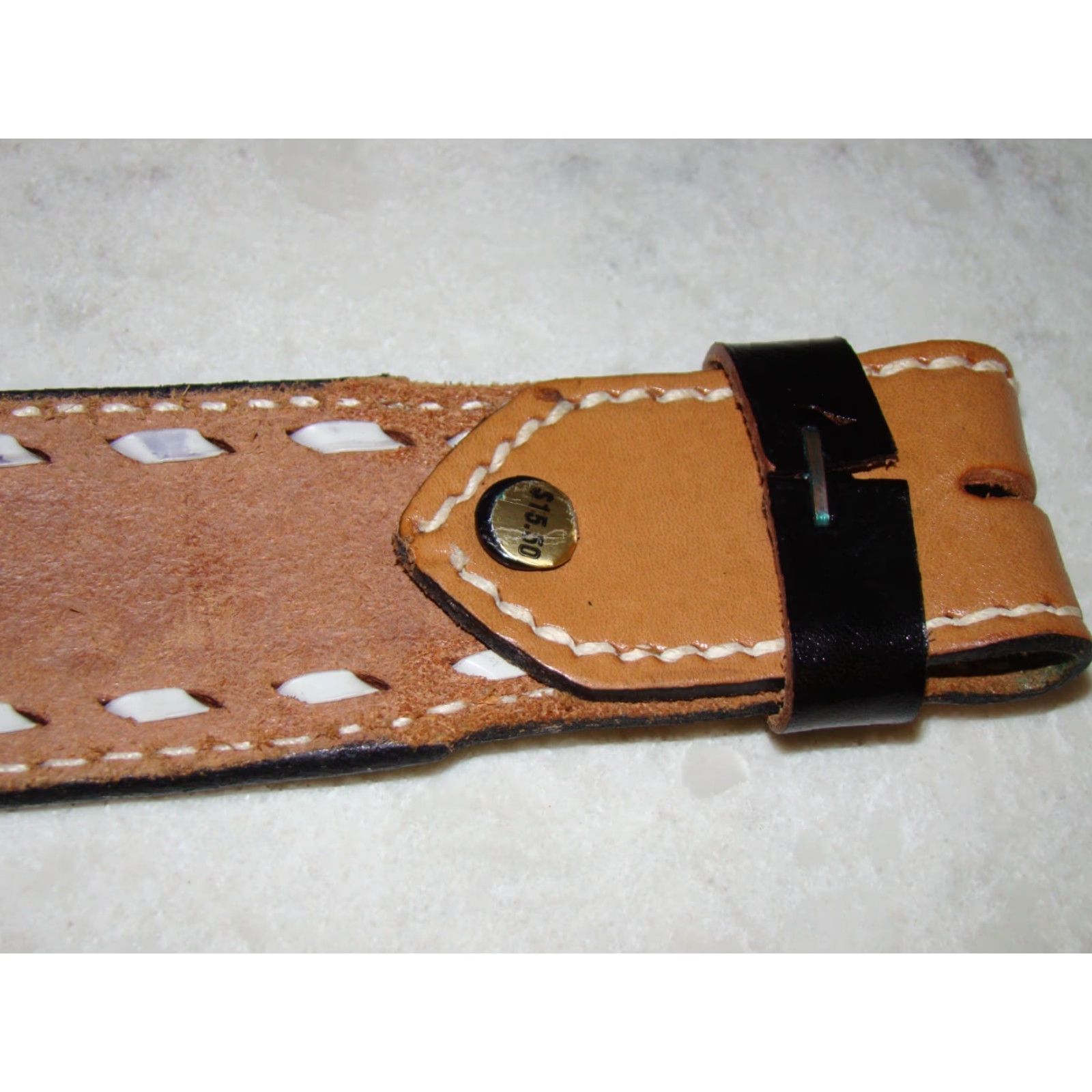 Vintage VINTAGE Tex-Made Belt Mens 38" Tooled Leather Black Brown Cowboy Rodeo Western Belt Size 38 - 4 Thumbnail
