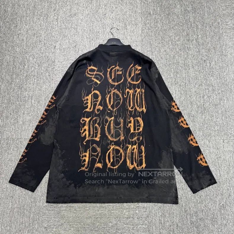 Balenciaga Balenciaga Buddhist Alphabet Distressed Destroyed Shirt Size US S / EU 44-46 / 1 - 5 Thumbnail