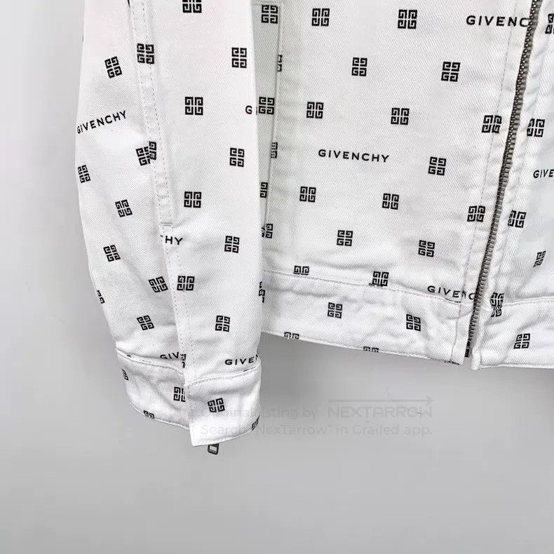 Givenchy Givenchy White Logo Print Cotton Collar Zip Front Long Sle Size XXS / US 00 / IT 34 - 4 Thumbnail
