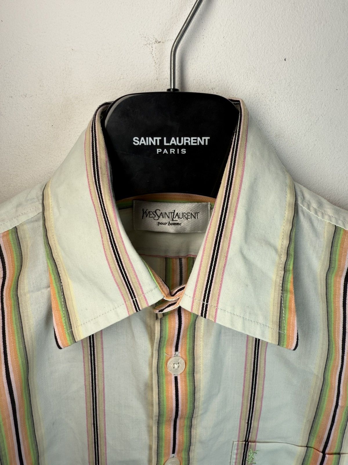 Multicolor YSL Shirt Short Sleeve Button Up Collar Vintage
