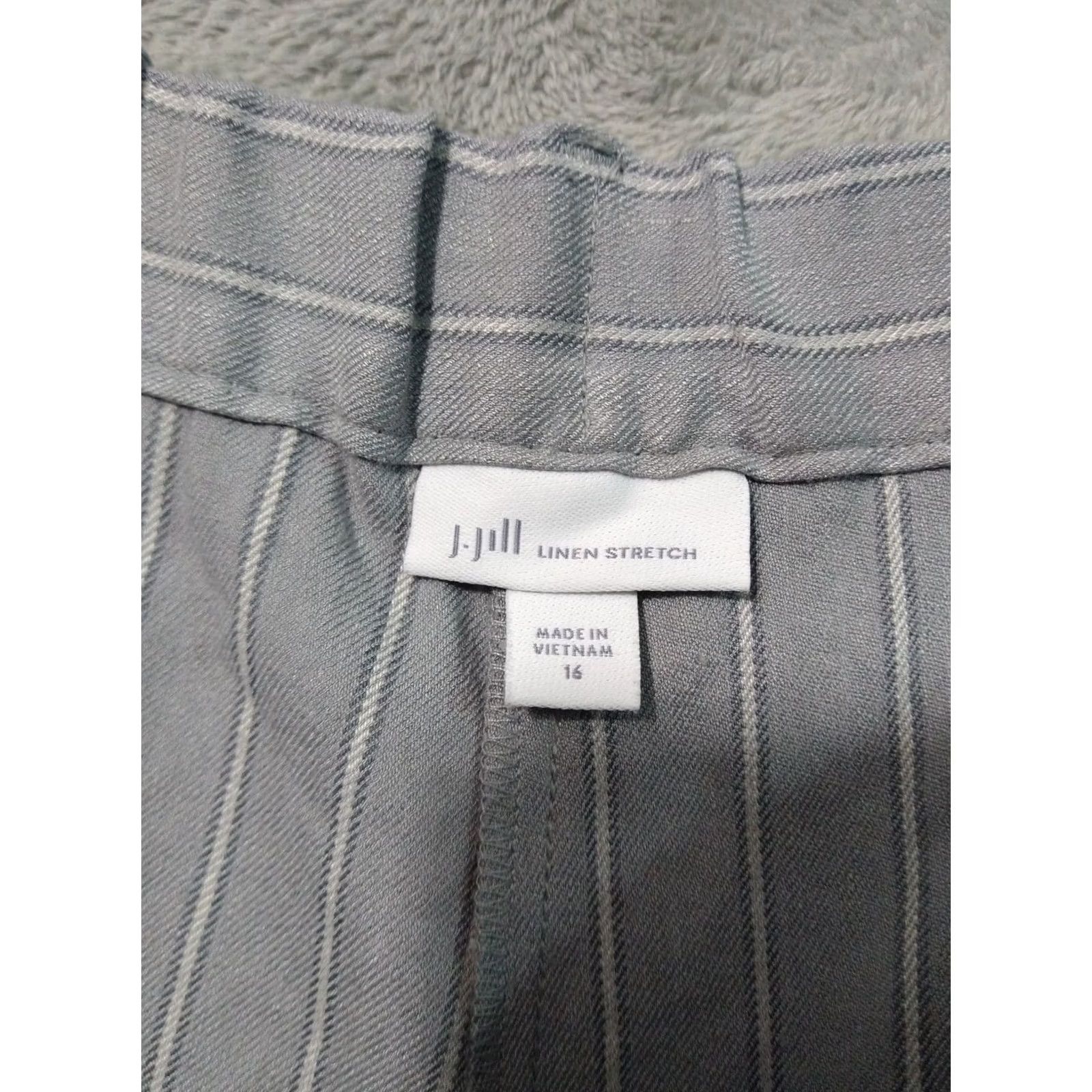 J. Jill J.Jill Pants Womens 16 Gray Striped Linen Blend Stretch Straight Leg Cropped Size 38" / US 16 / IT 52 - 7 Thumbnail