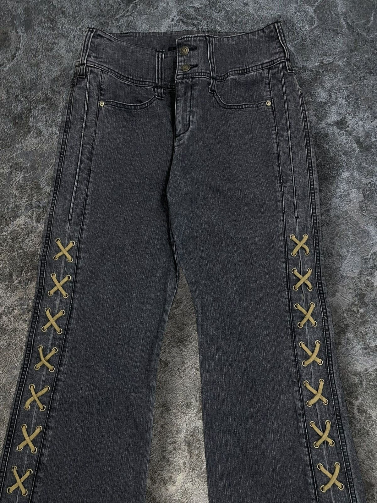 Designer × Japanese Brand × Vintage Vintage Japan Designer 90’s Smile Land Lace Flared Denim Size US 32 / EU 48 - 5 Thumbnail
