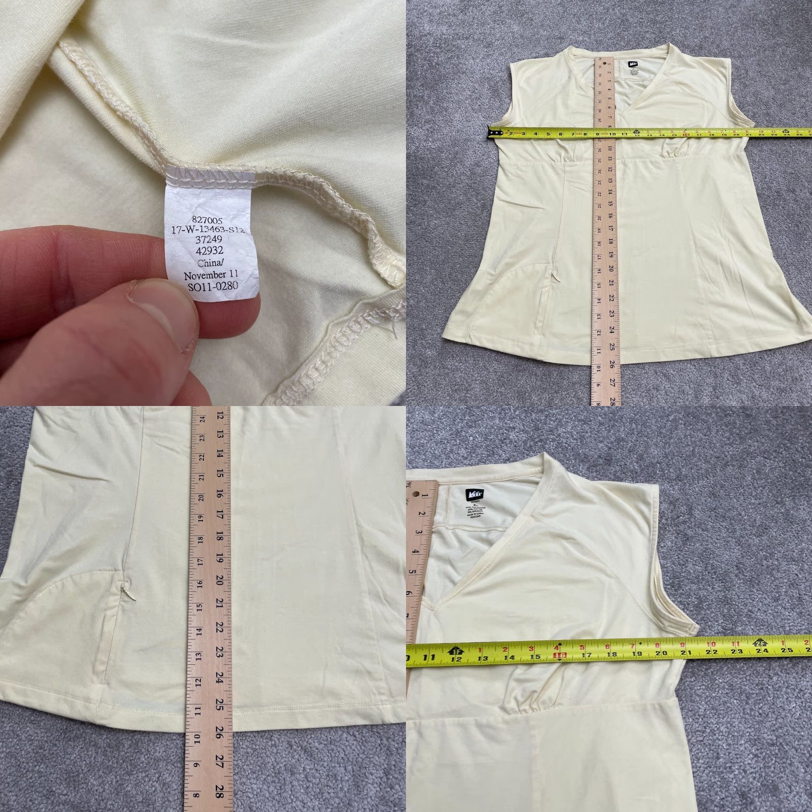 Vintage REI Outdoor Shirt Womens XL Yellow Cap Sleeve Zip Pocket V-Neck Stretch Casual Size XL / US 12-14 / IT 48-50 - 8 Thumbnail