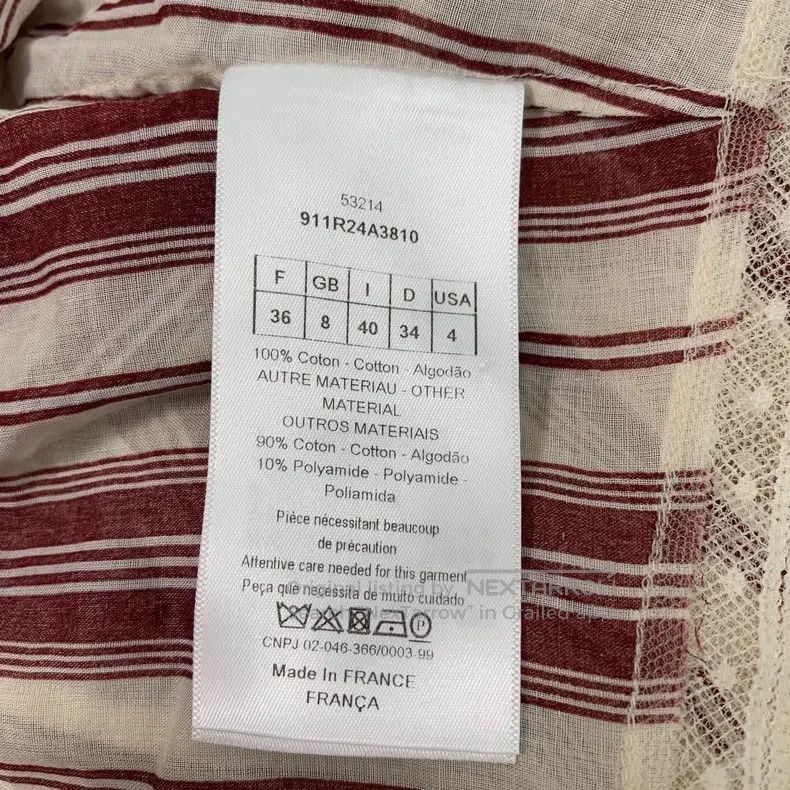 Dior Dior Colour-blocked striped lace cotton round-neck long-sl Size XS / US 0-2 / IT 36-38 - 7 Thumbnail