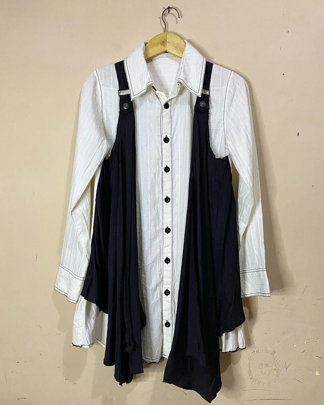 image of Beauty Beast x Yohji Yamamoto Algonquins Button Ups Layered Design in White, Women's