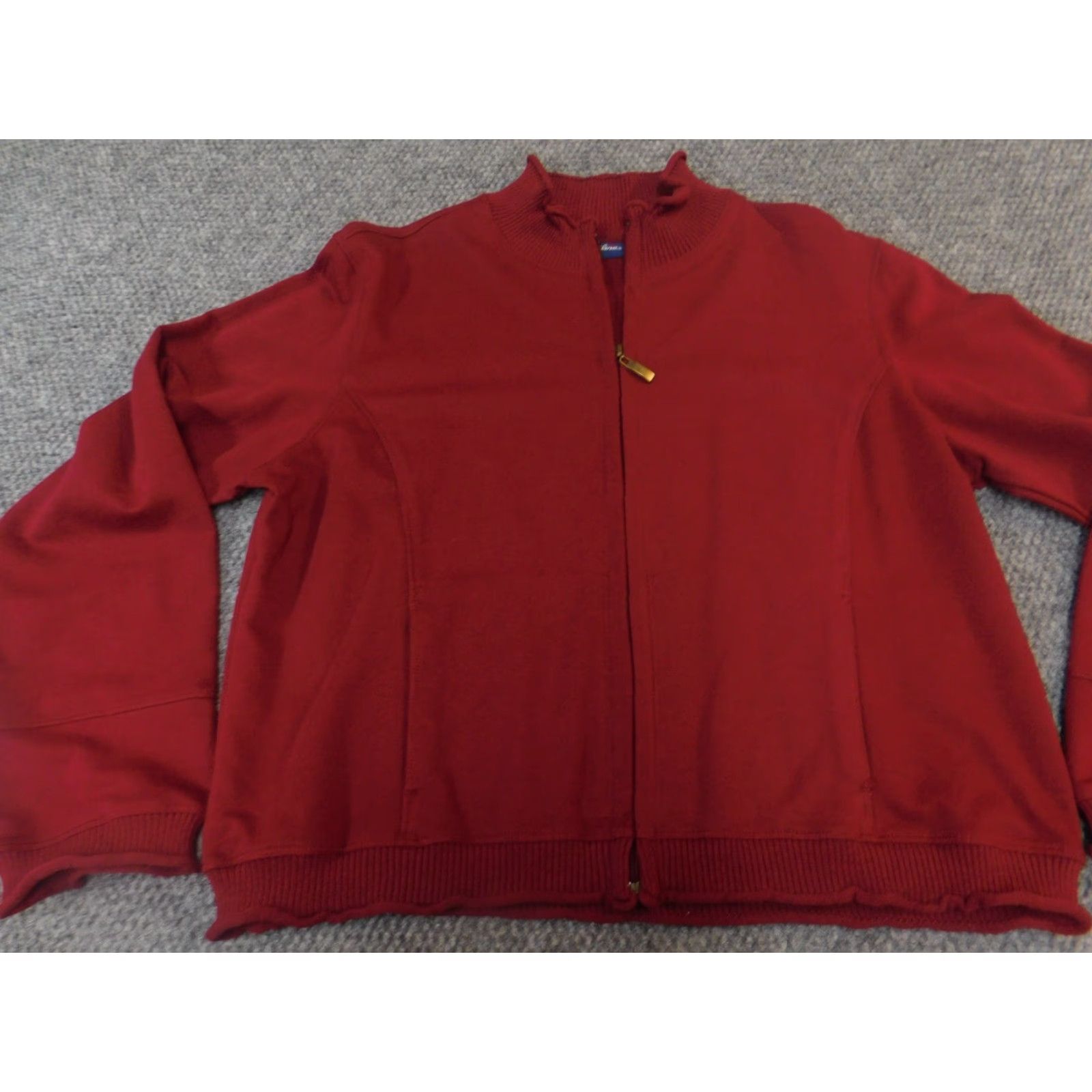 Catalina Catalina Sweater Full Zip Womens Large Red Stretch Knit Regular Ruffle Acrylic Cotton Polyester 3-Color No, wait Size L / US 10 / IT 46 - 3 Thumbnail
