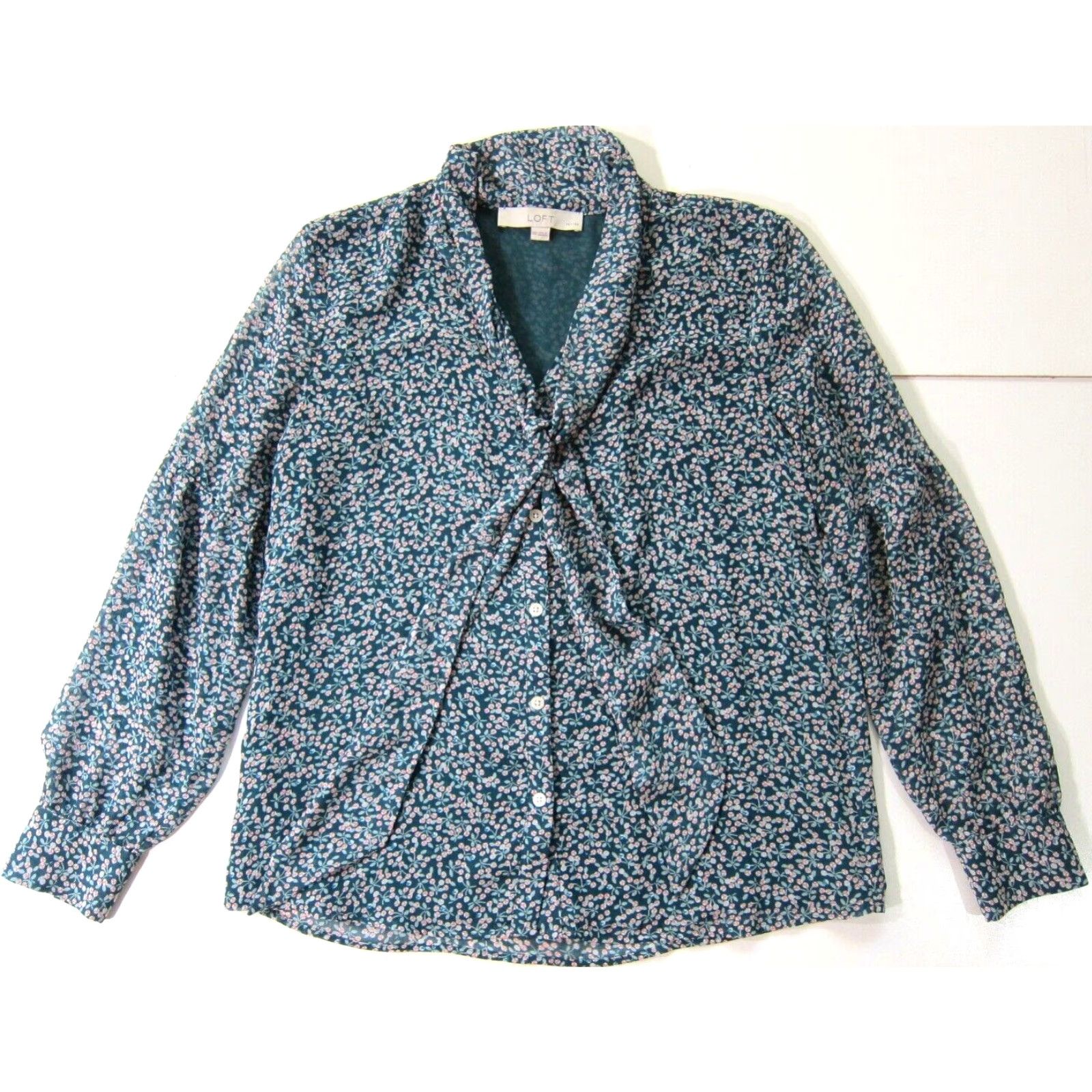 Ann Taylor VINTAGE Ann Taylor Loft Green Pink Floral Button Down Long Sleeve Blouse XS P Size XS / US 0-2 / IT 36-38 - 8 Thumbnail
