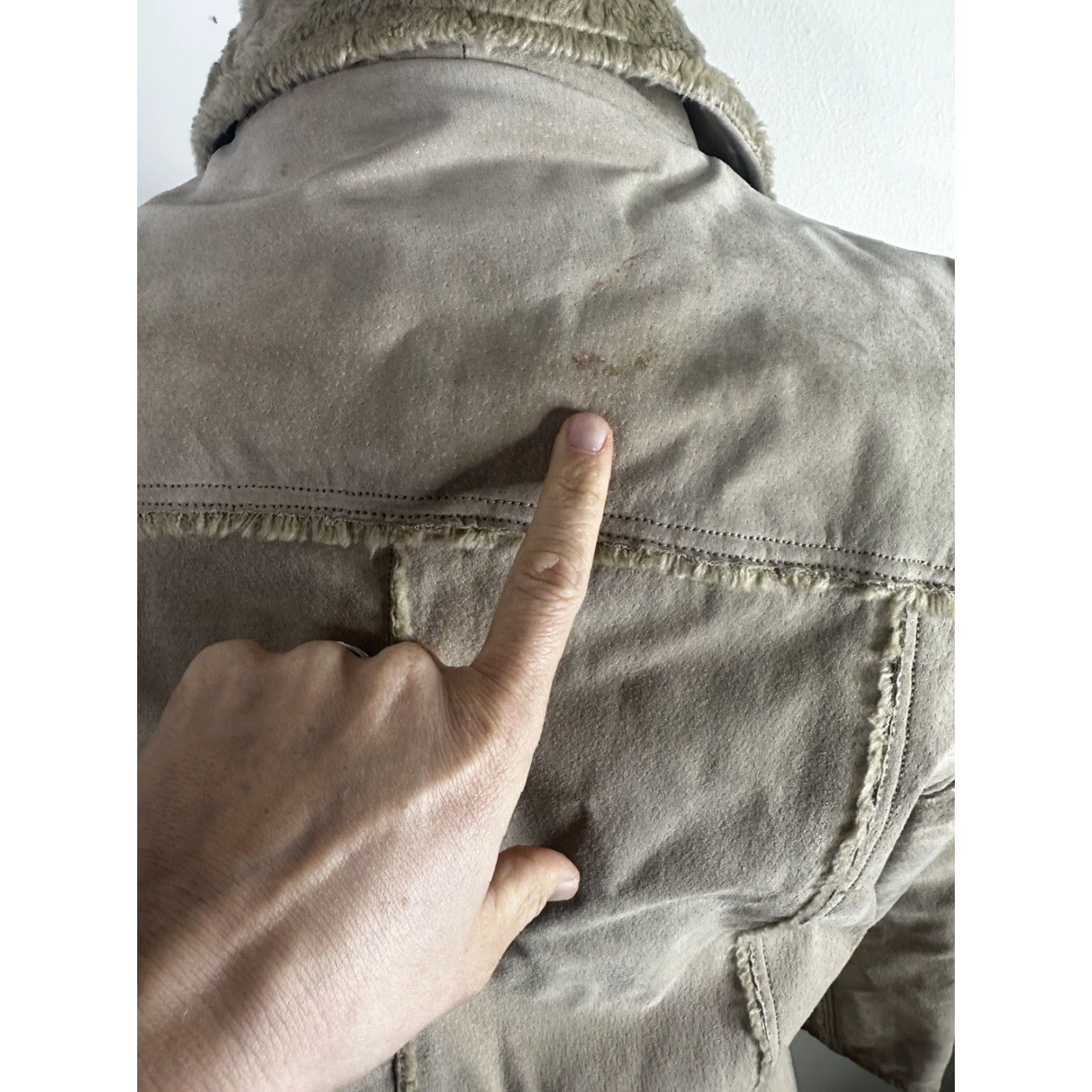 Vintage VINTAGE Rancher Jacket Coat Womens XL Leather Suede Sherpa Lined Beige Tan Solid Zip Hooded Button Casual Travel Workwear Fall Winter Womens XL Size XL / US 12-14 / IT 48-50 - 6 Thumbnail