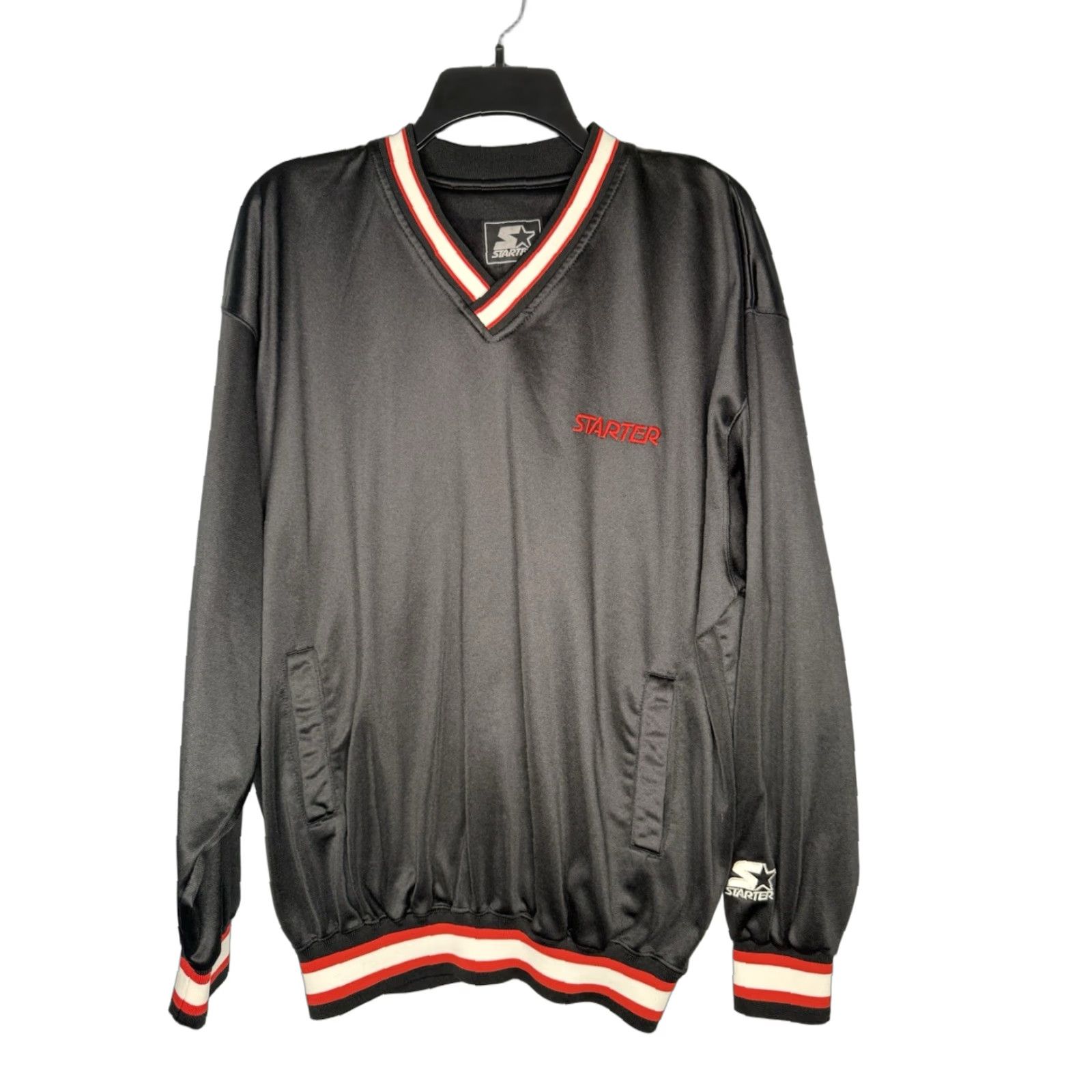 Starter VINTAGE Starter Logo Windbreaker Jacket Mens Medium Black 90s Logo Embroidered Windbreaker 90s Mens Size US M / EU 48-50 / 2 - 1 Thumbnail