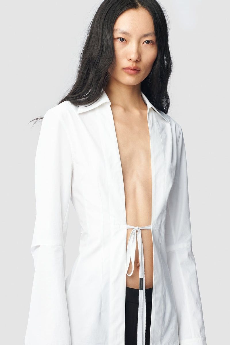 Ann Demeulemeester Ann Demeulemeester White Linsey Shirt Size XS / US 0-2 / IT 36-38 - 2 Thumbnail