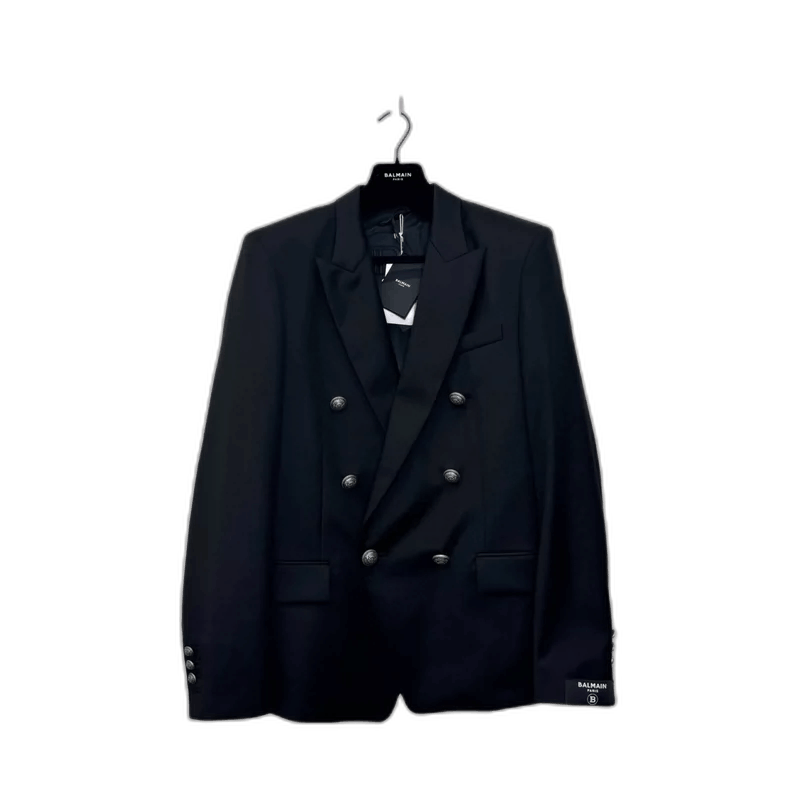 Balmain Balmain Black Wool Double-Breasted Blazer-yf Size US L / EU 52-54 / 3 - 1 Thumbnail