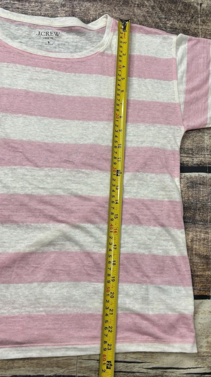J.Crew J Crew Linen Tee Womens Small Top Pink White Striped Cuffed Size S / US 4 / IT 40 - 8 Thumbnail