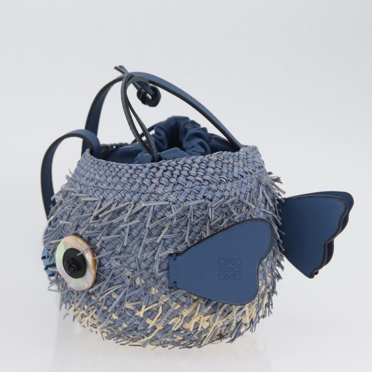 Loewe LOEWE Basket Bag Blow Fish Shoulder Bag Raffia Light Blue Size ONE SIZE - 3 Thumbnail