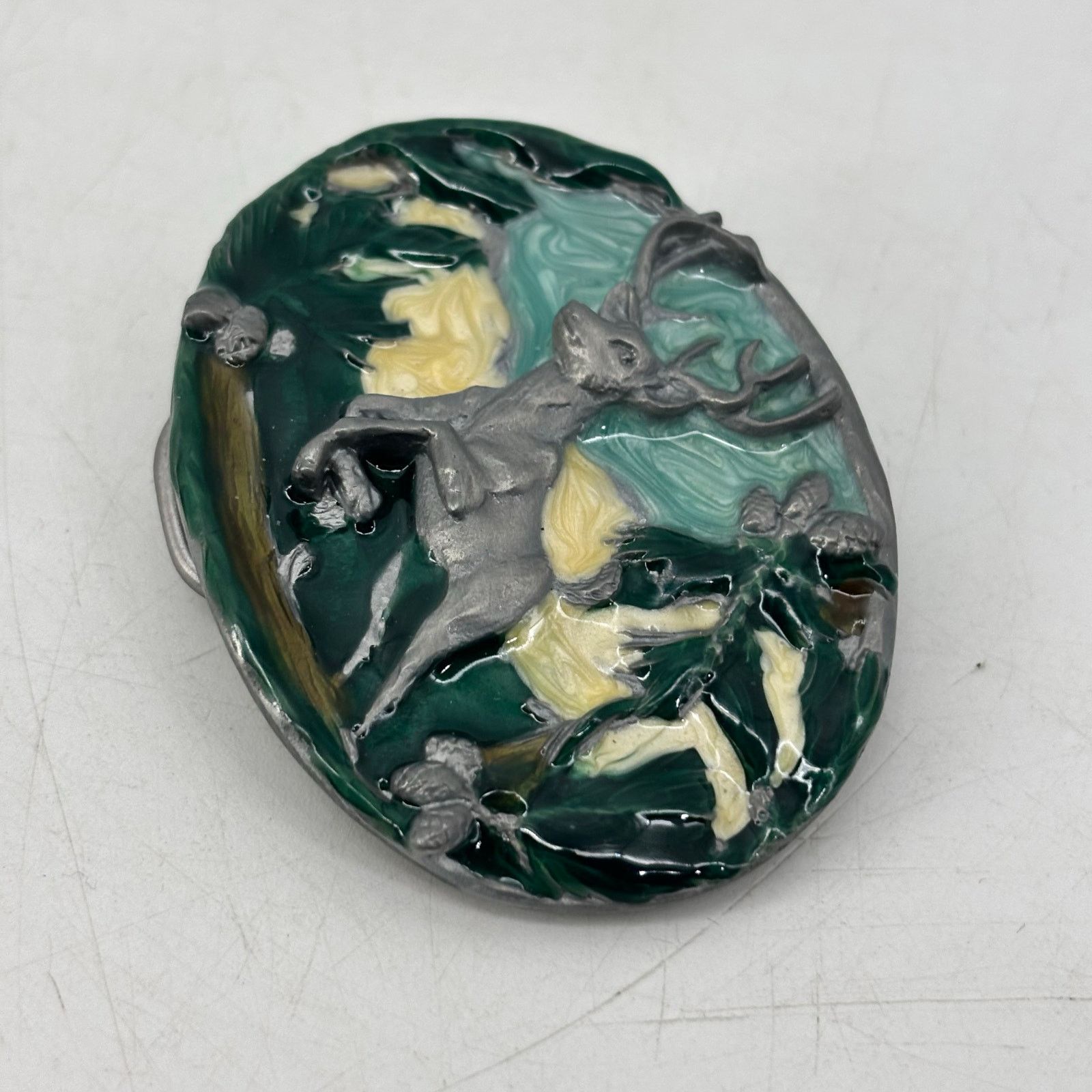 Vintage Great American Belt Buckle Jumping Deer Forest Woods Hunting Size ONE SIZE - 9 Thumbnail