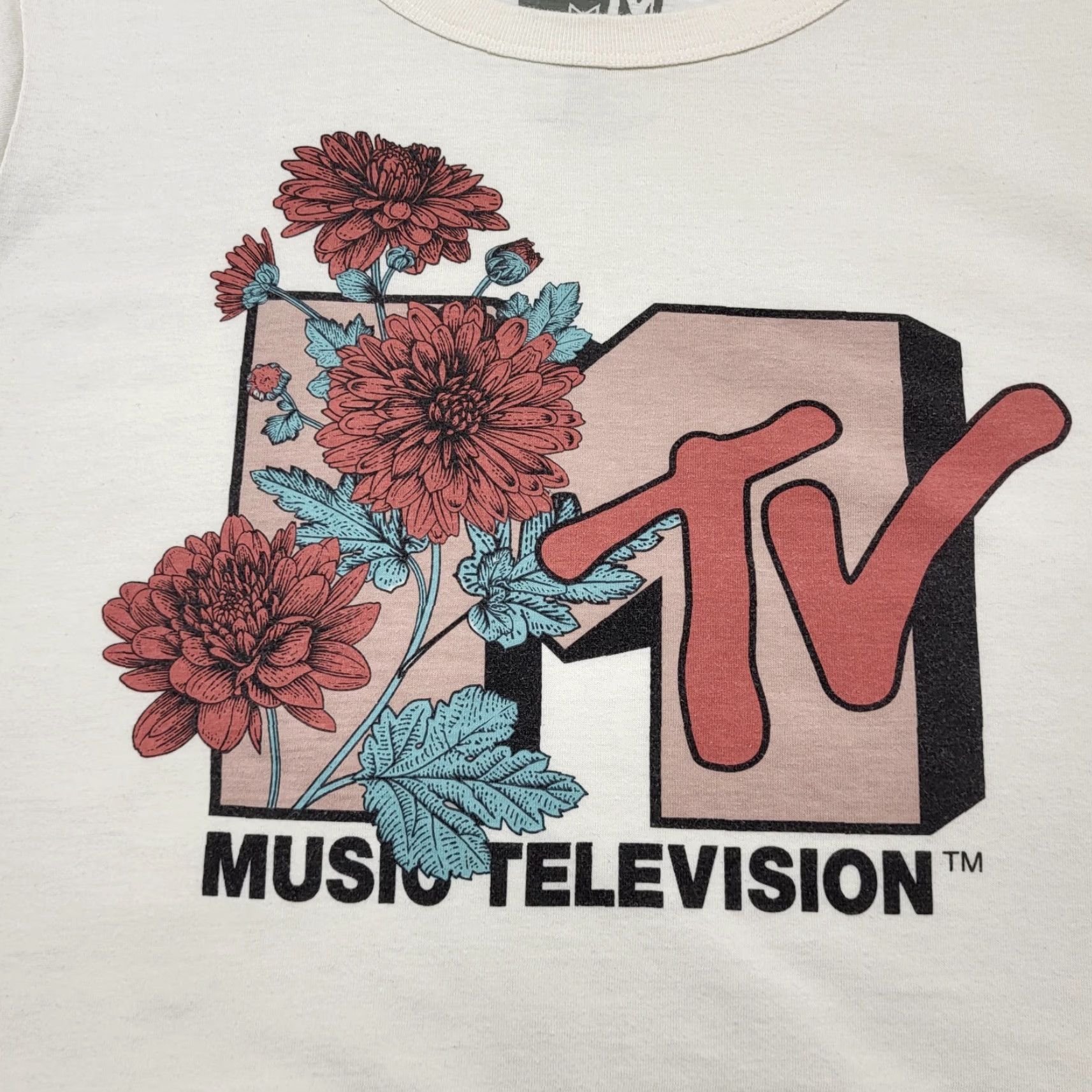 Etro MTV Graphic T-Shirt Womens XXL Ivory White Floral Short Sleeve Crew Neck Retro Shirt Women’s Casual All Seasons Cotton Blend Size XXL / US 16-18 / IT 52-54 - 2 Thumbnail