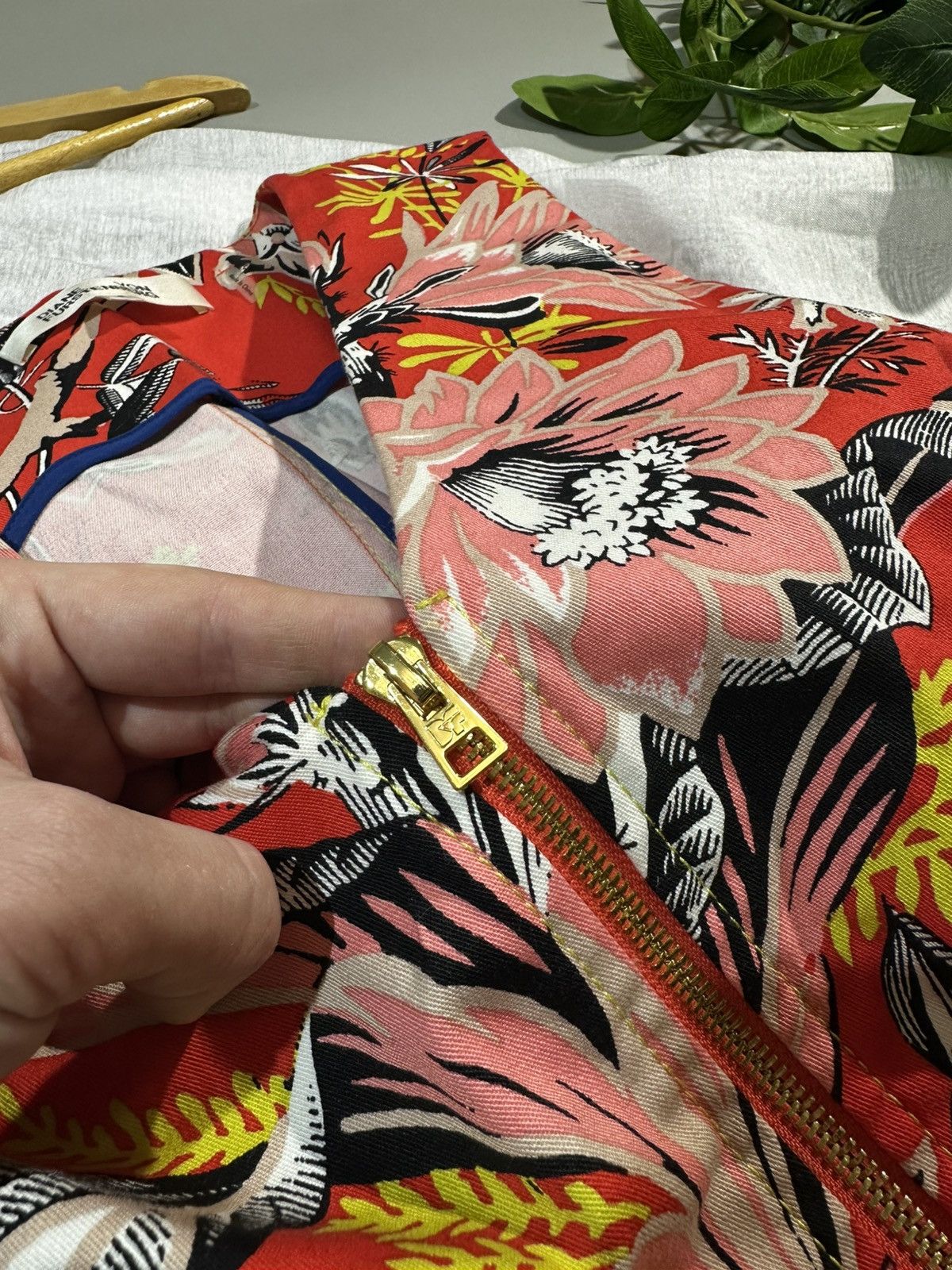 Diane von Furstenberg DVF Red Floral Zip Front Sheath Dress Sz 6 Cotton Stretch Size M / US 6-8 / IT 42-44 - 8 Thumbnail