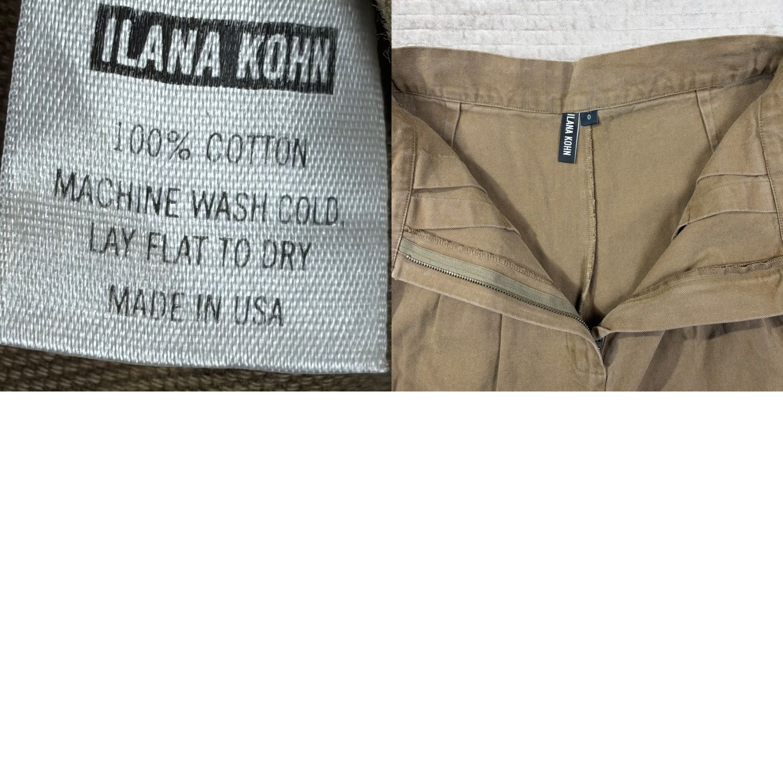 Ilana Kohn Ilana Kohn Tan Cotton Canvas High Waisted Pleated Tapered Pants Size 24 USA Made Size 42" / US 20 - 8 Thumbnail