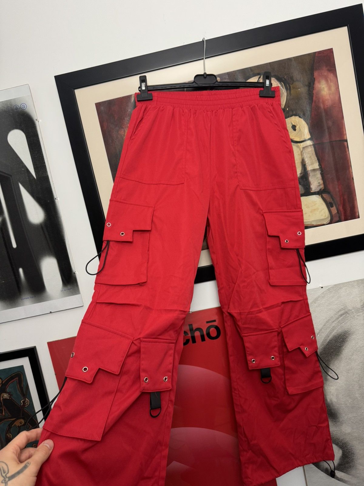Vintage Vintage Y2K Tripp NYC style Cargo Pants Red Avant Garde Hype Size US 34 / EU 50 - 2 Thumbnail