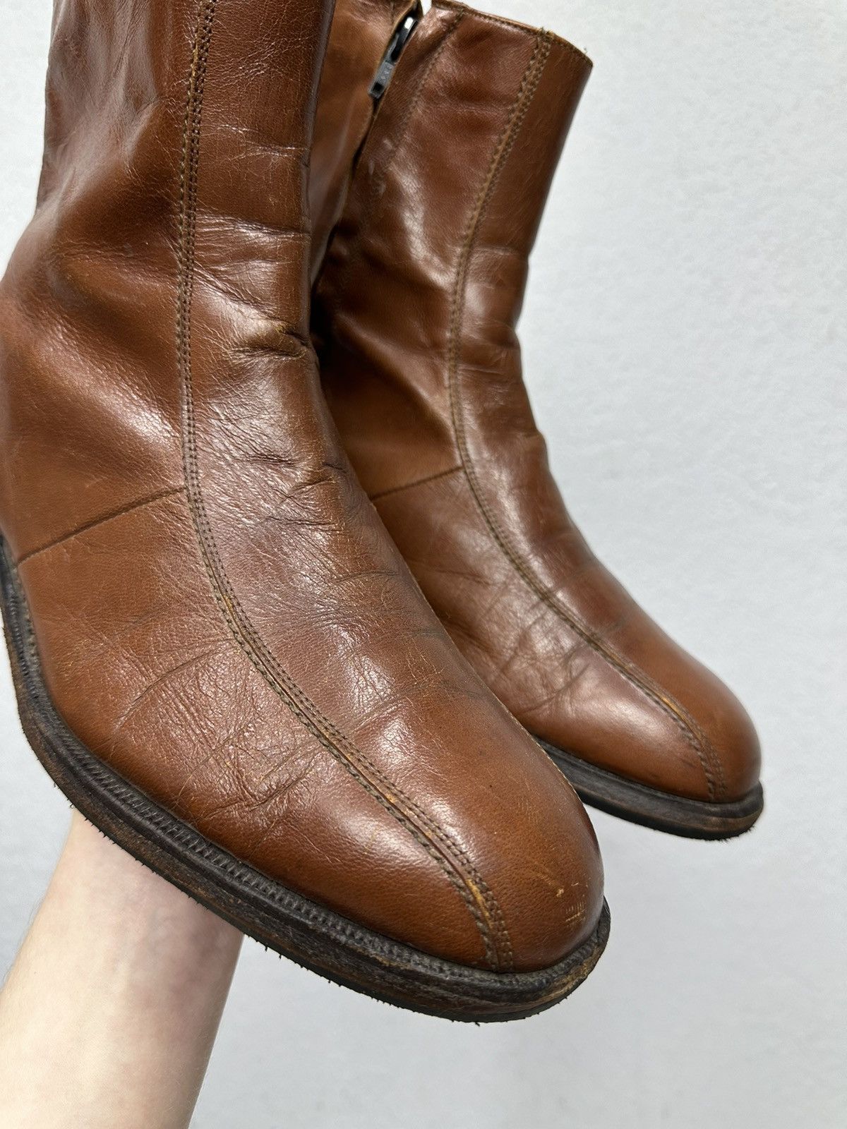 Florsheim Vintage Boots Leather Made USA Guidi Style Dirk Bikkembergs Size US 9 / EU 42 - 3 Thumbnail