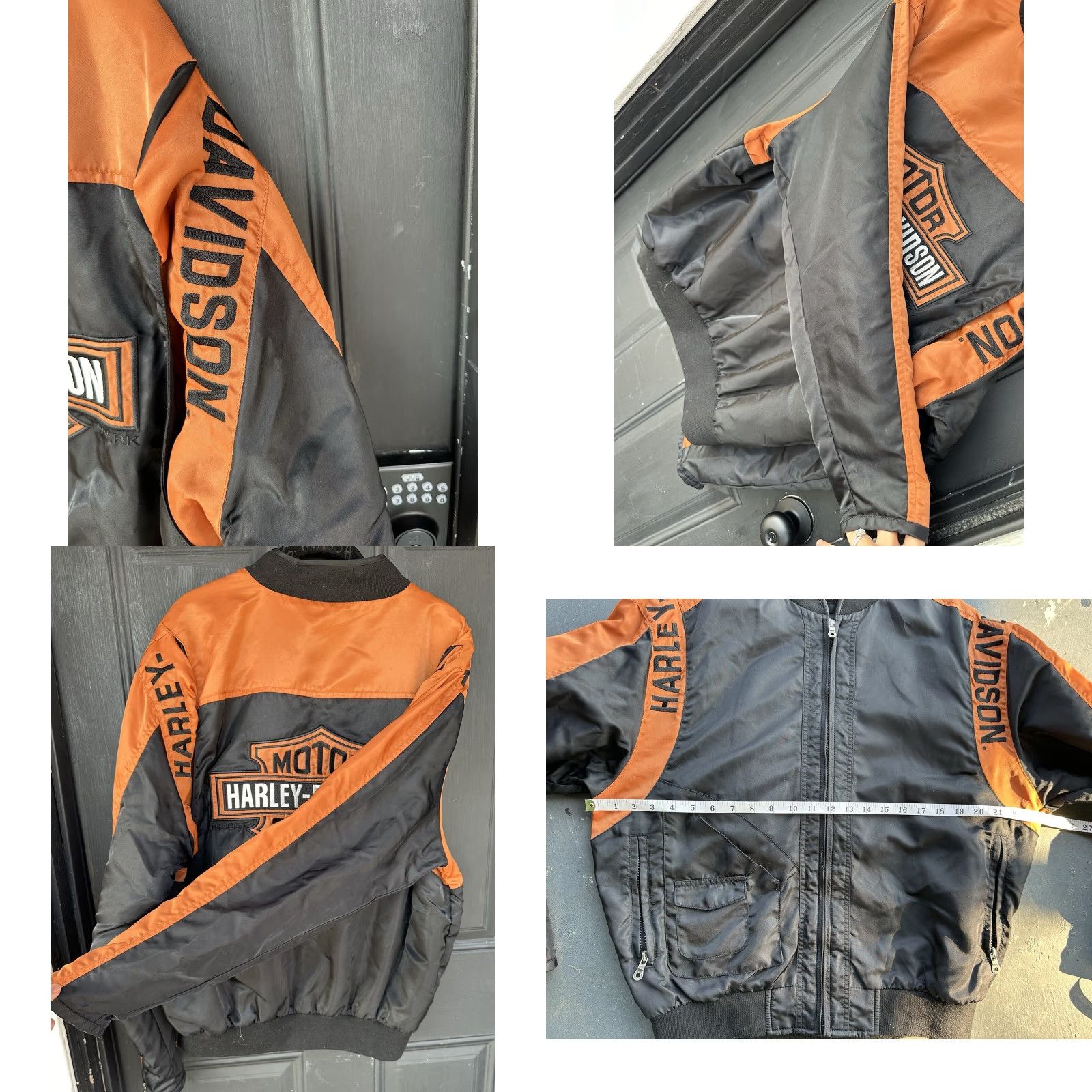 Harley Davidson Harley-Davidson Jacket Mens Bar Shield Nylon Bomber Zip Black Orange Shield Colorblocked 2000s Riding Size US M / EU 48-50 / 2 - 9 Thumbnail