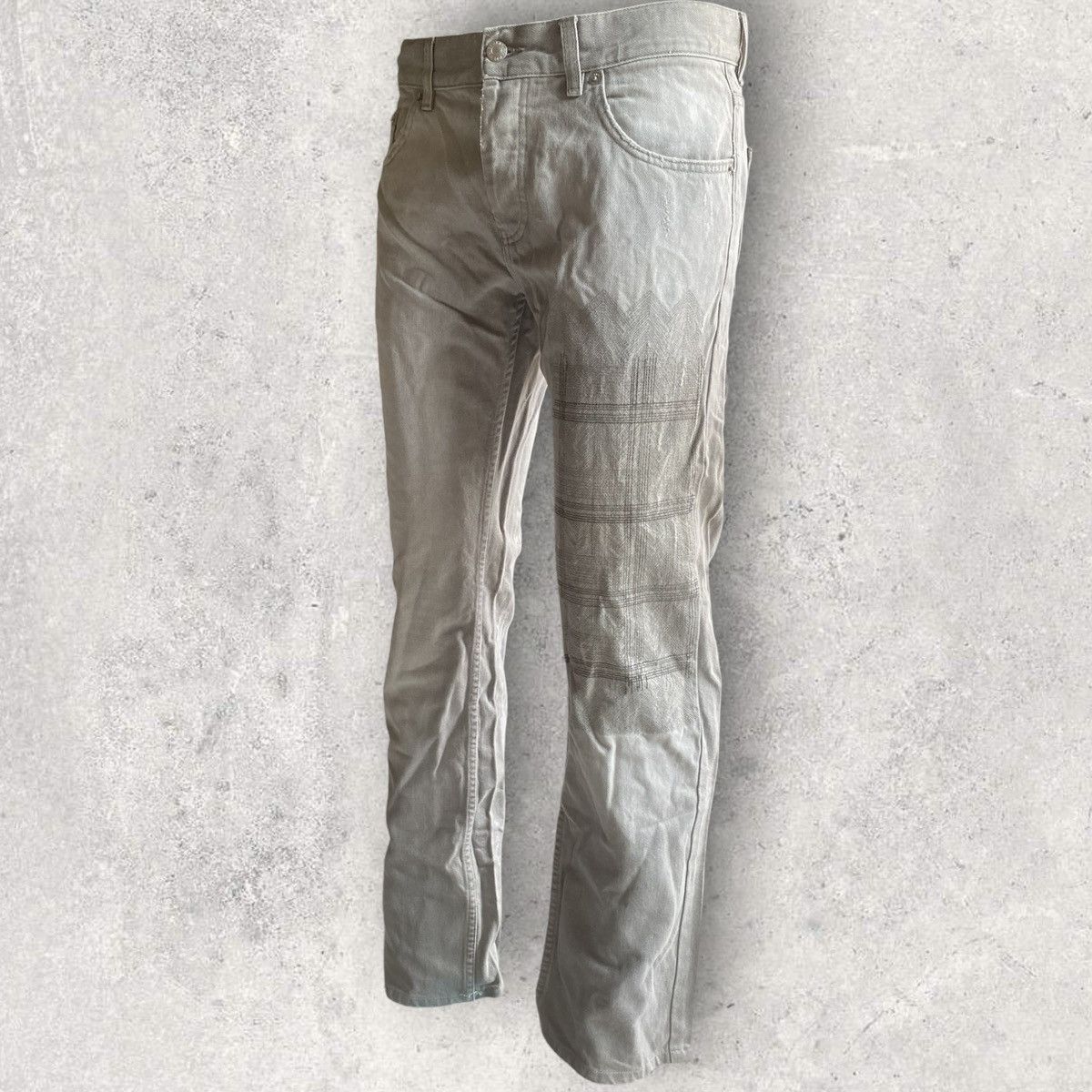 Helmut Lang Archive Embroidered Grey Fade Denim Low Waist Contour fFt Size US 33 - 11 Thumbnail