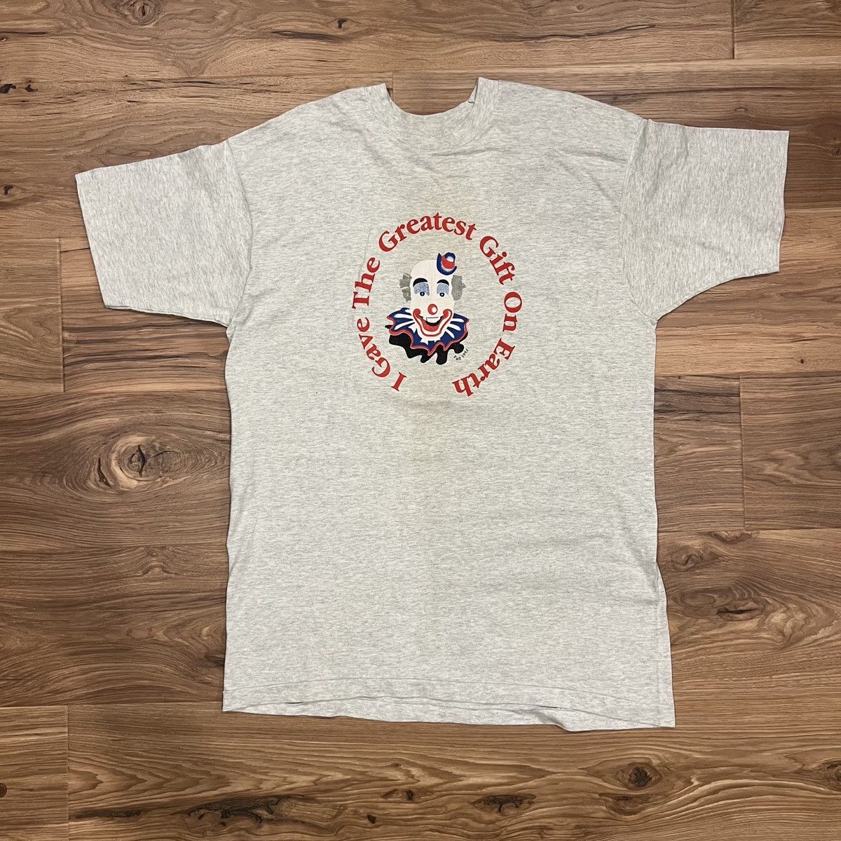 Fruit Of The Loom Vintage Clown I Gave The Greatest Gift XL Gray T Shirt Size US XL / EU 56 / 4 - 1 Thumbnail