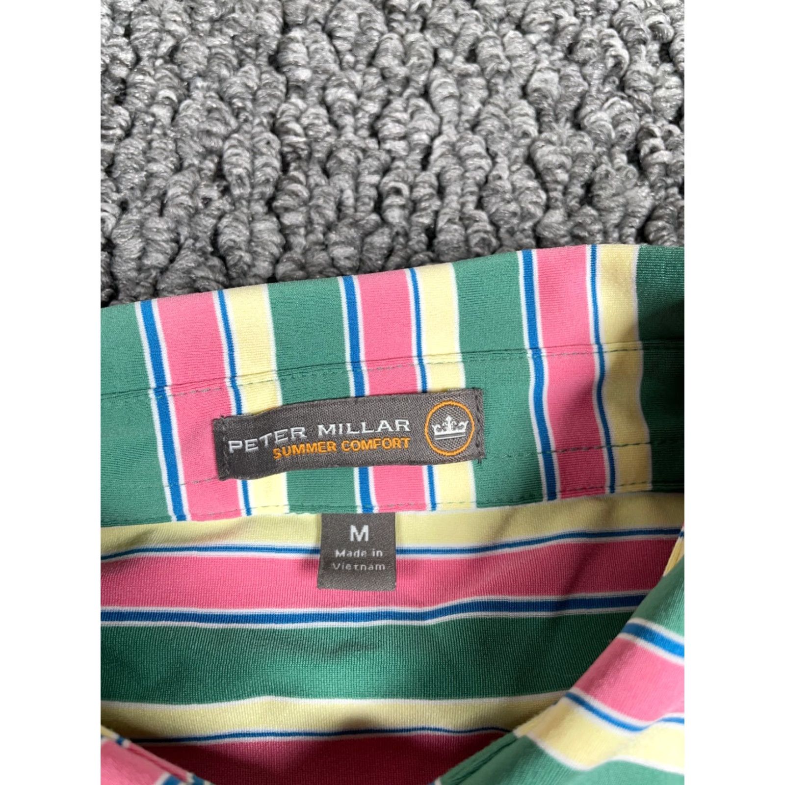 Peter Millar Peter Millar Summer Comfort Polo Shirt Adult Medium Pink Green Striped Stretch Size US M / EU 48-50 / 2 - 3 Thumbnail