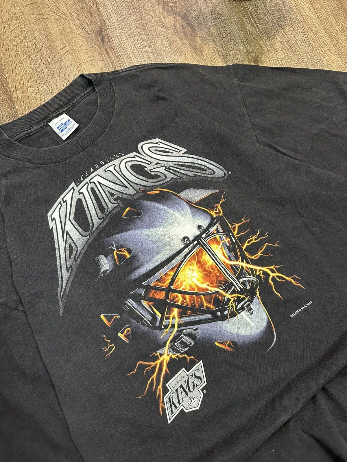Salem Sportswear Archive 1993 Salem Los Angeles King Hockey Faded T-Shirt Size US XL / EU 56 / 4 - 4 Thumbnail