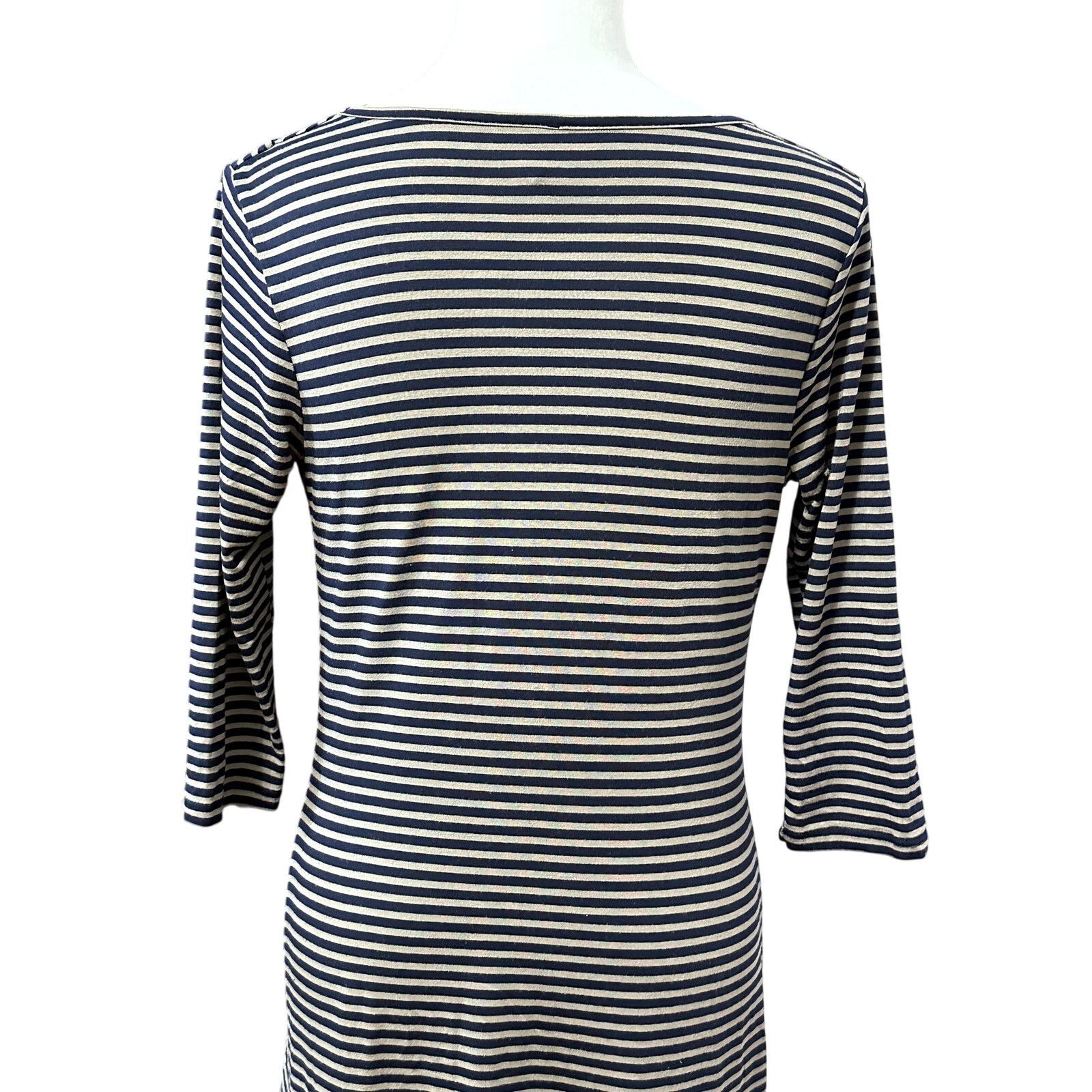 Other Gilli Sheath Dress Knit Fabric Drape Neck Stripe Blue/Gray L Size L / US 10 / IT 46 - 5 Thumbnail