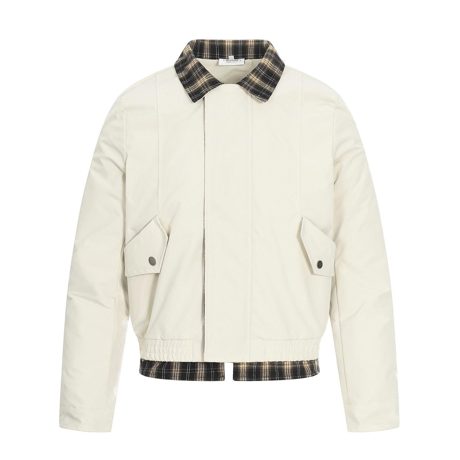 Vintage Cream Plaid Trim Quilted Lined Bomber Jacket Size US M / EU 48-50 / 2 - 1 Thumbnail