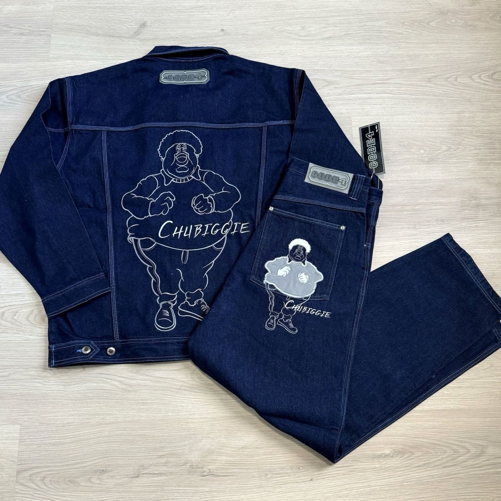 Vintage VINTAGE Chubiggie Denim Set Trucker Jacket XL + Jeans 36 Fubu Style Baggy NY Nike Shirt Mens Size US 36 / EU 52 - 2 Thumbnail