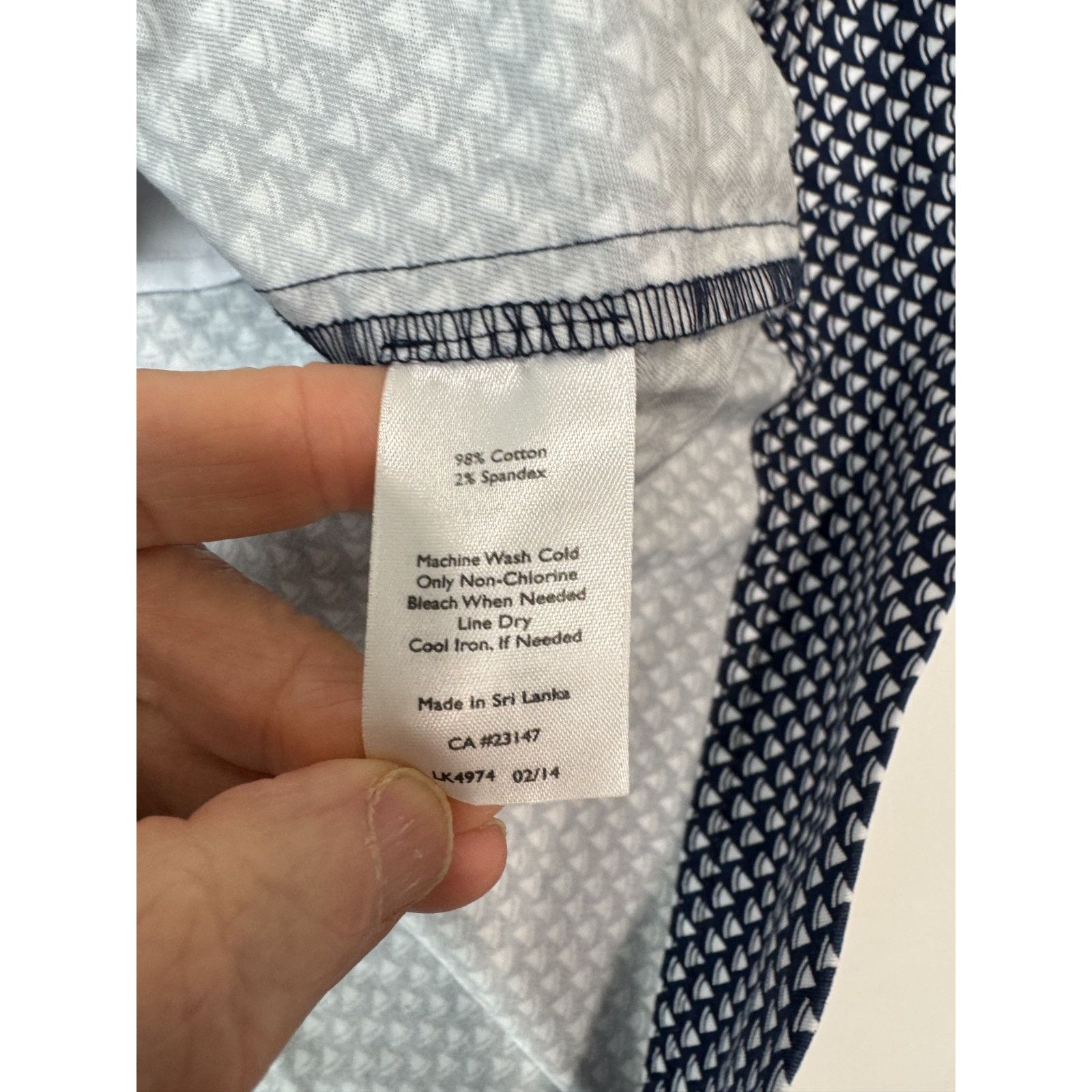 Talbots Talbots Petites 14P Navy Print Stretch Skirt Classic Preppy Size 34" / US 12 / IT 48 - 6 Thumbnail